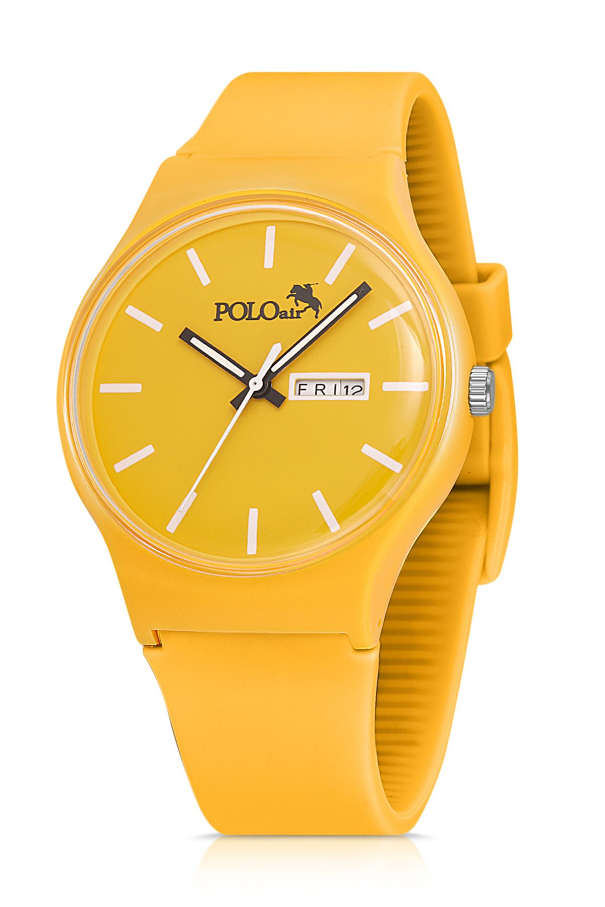Polo Air Spor Unisex Silikon Kordon Gün Ay Takvimli Kol Saati Sarı Renk PL-1555B7x