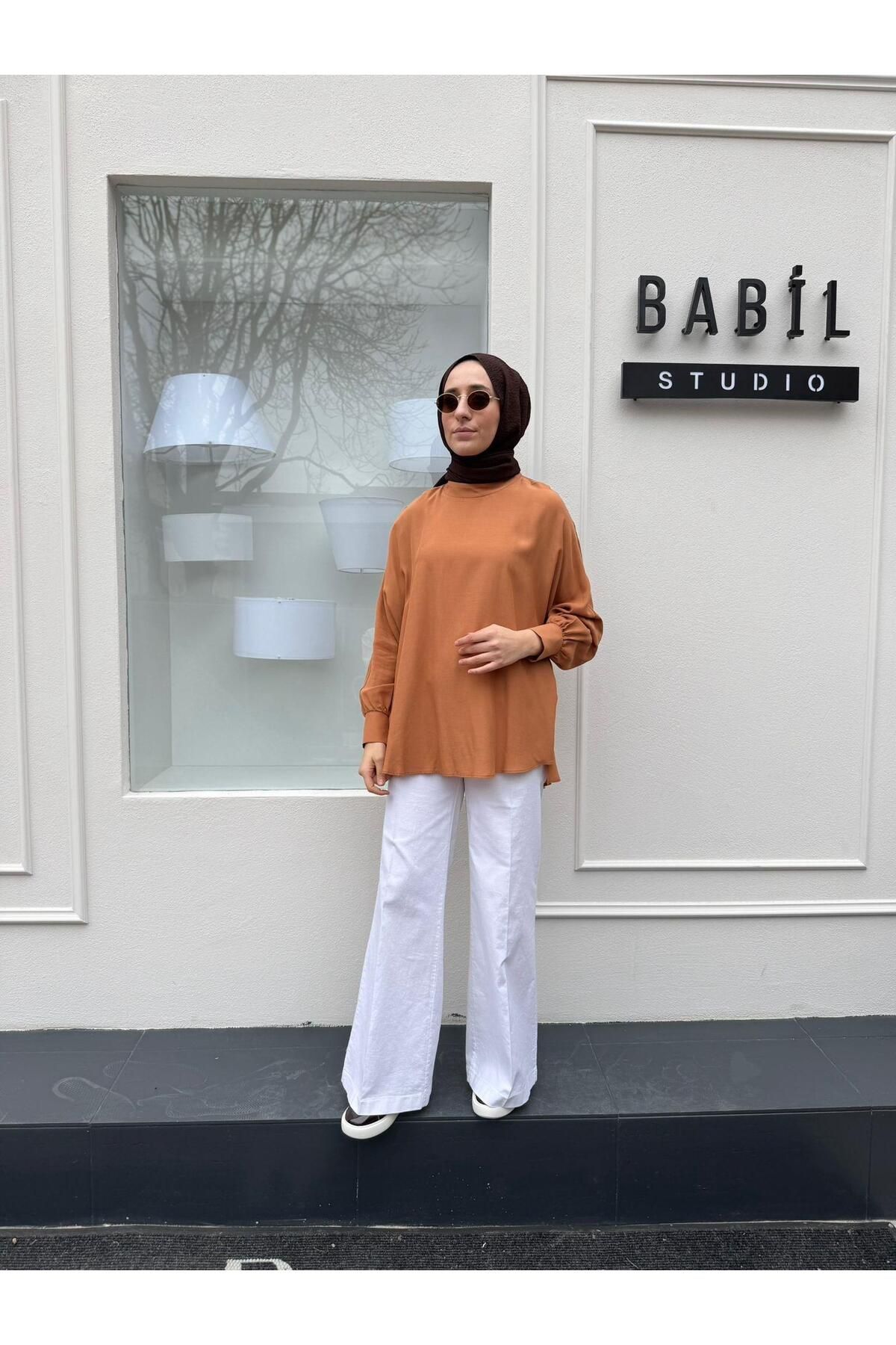Almarwah Black Yarasa Kol Kadın Tunik Camel