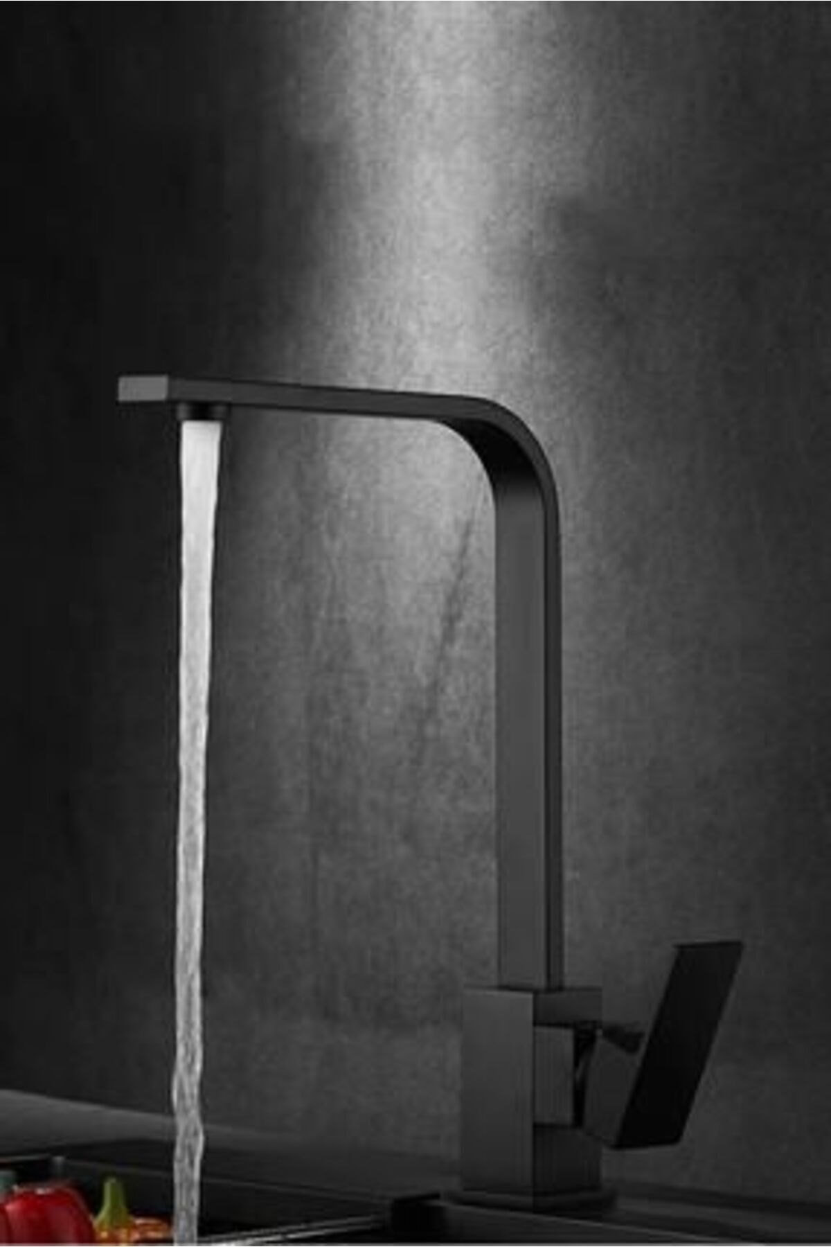 BDL ARMATÜR Lüx Siyah Kare Krom Detaylı Ağır Gövde Mutfak Eviye Bataryası Musluğu Çeşmesi