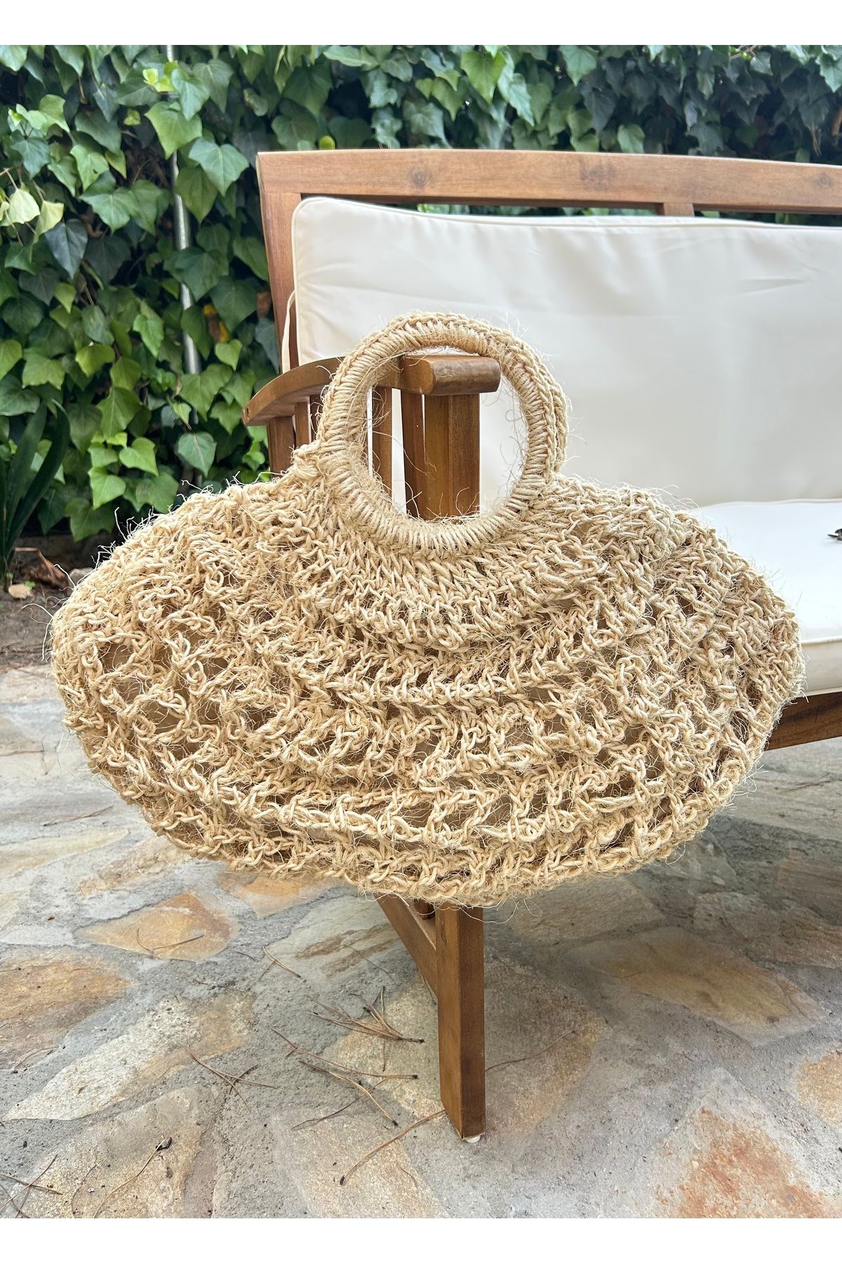 NapaDesignArt Astarlı Hasır Çanta / El Örgüsü Çanta / El Yapımı Çanta / Yazlık Çanta / Plaj Çantası Kağıt Ip