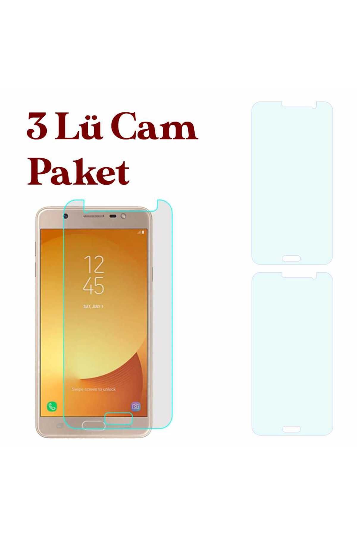 Tekamo Samsung Galaxy J7 Max Uyumlu Temperli Kırılmaz Cam Ekran Koruyucu 3 lü Set