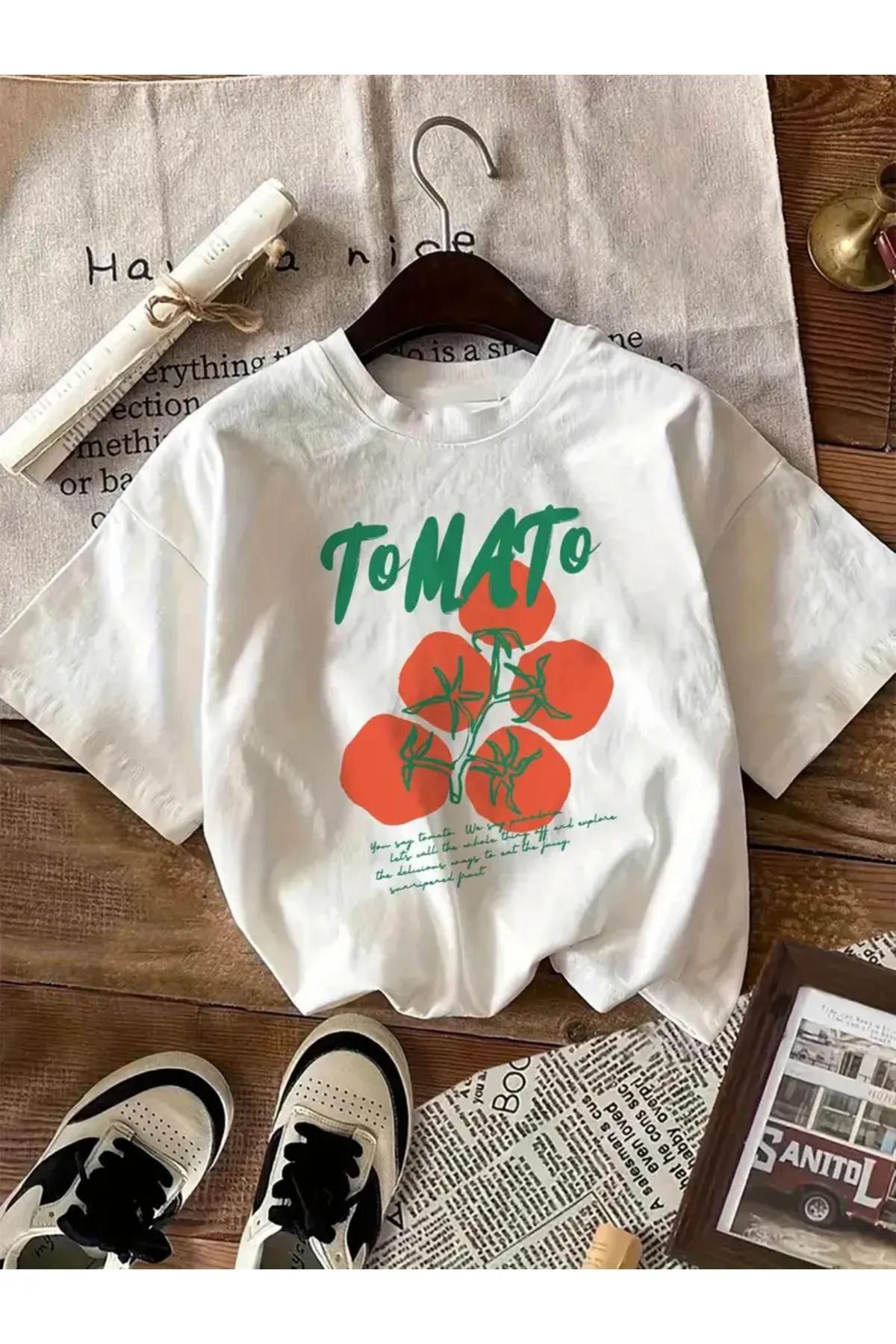 Koklonmoda Unisex Tomato Baskılı Oversize T-Shirt