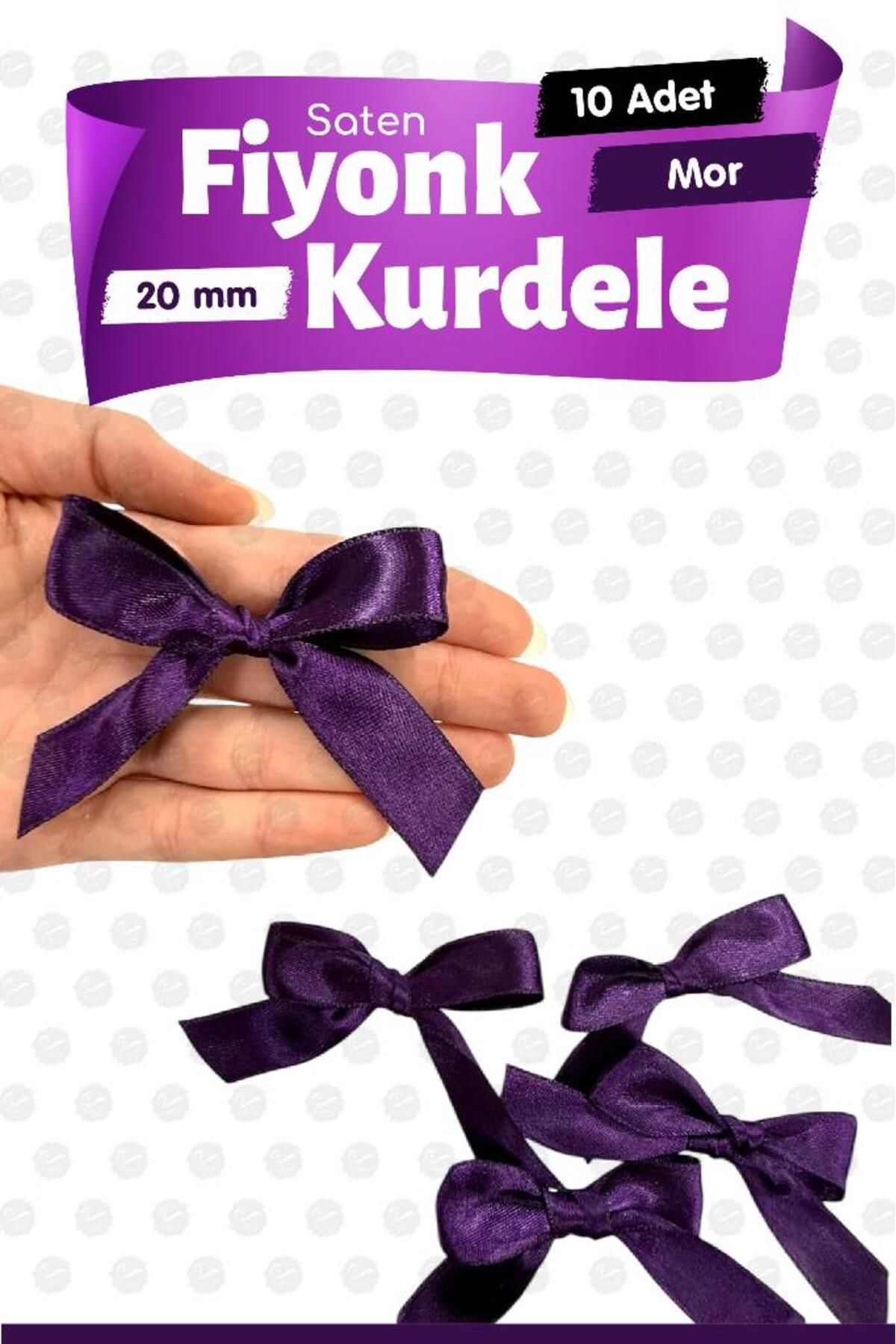 t tuğset etiket Saten Fiyonk Kurdele Süs 10 Adet -T1423-