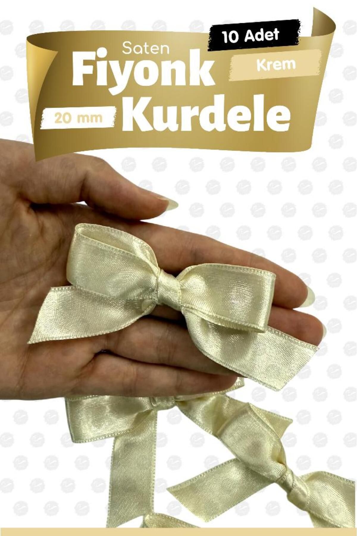 t tuğset etiket Saten Fiyonk Kurdele Süs 10 Adet -T1423-