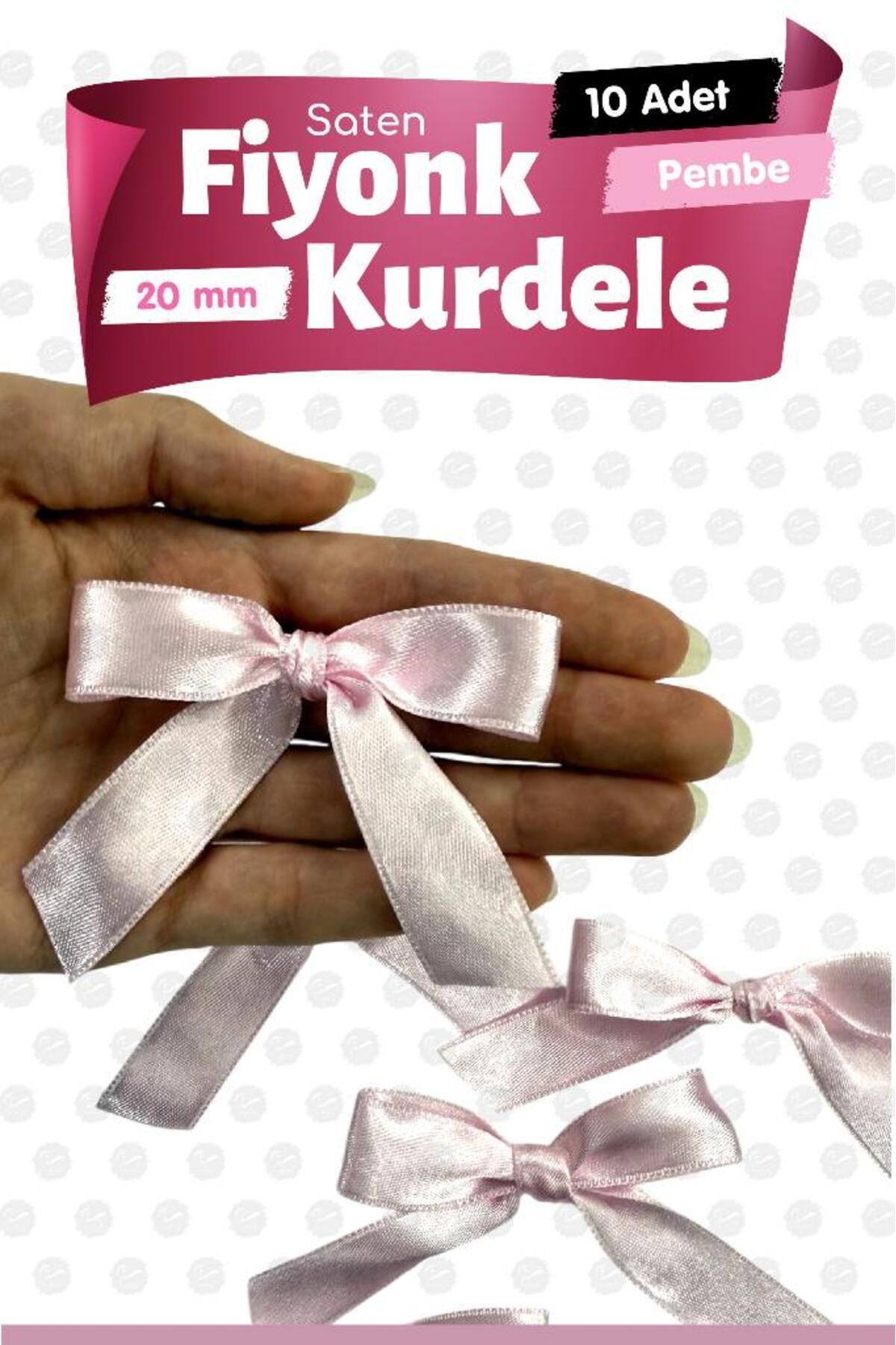 t tuğset etiket Saten Fiyonk Kurdele Süs 10 Adet -T1423-