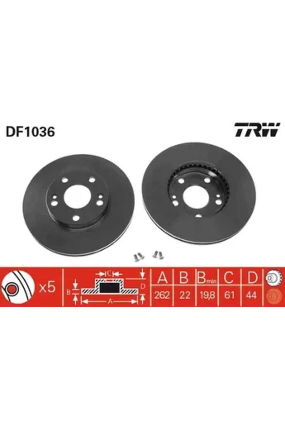 Kraftvoll FREN DISKI ON SAFRANE 92>96 2.0 16V 2.5 DT HAVALI 262mm 5 BIJON