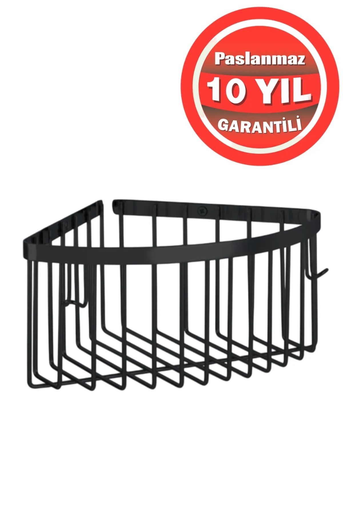 ÇELİK BANYO ÇELİK BANYO Paslanmaz Pirinç Mat Siyah Tekli Derin 19x19 cm Şampuanlık Banyo Rafı