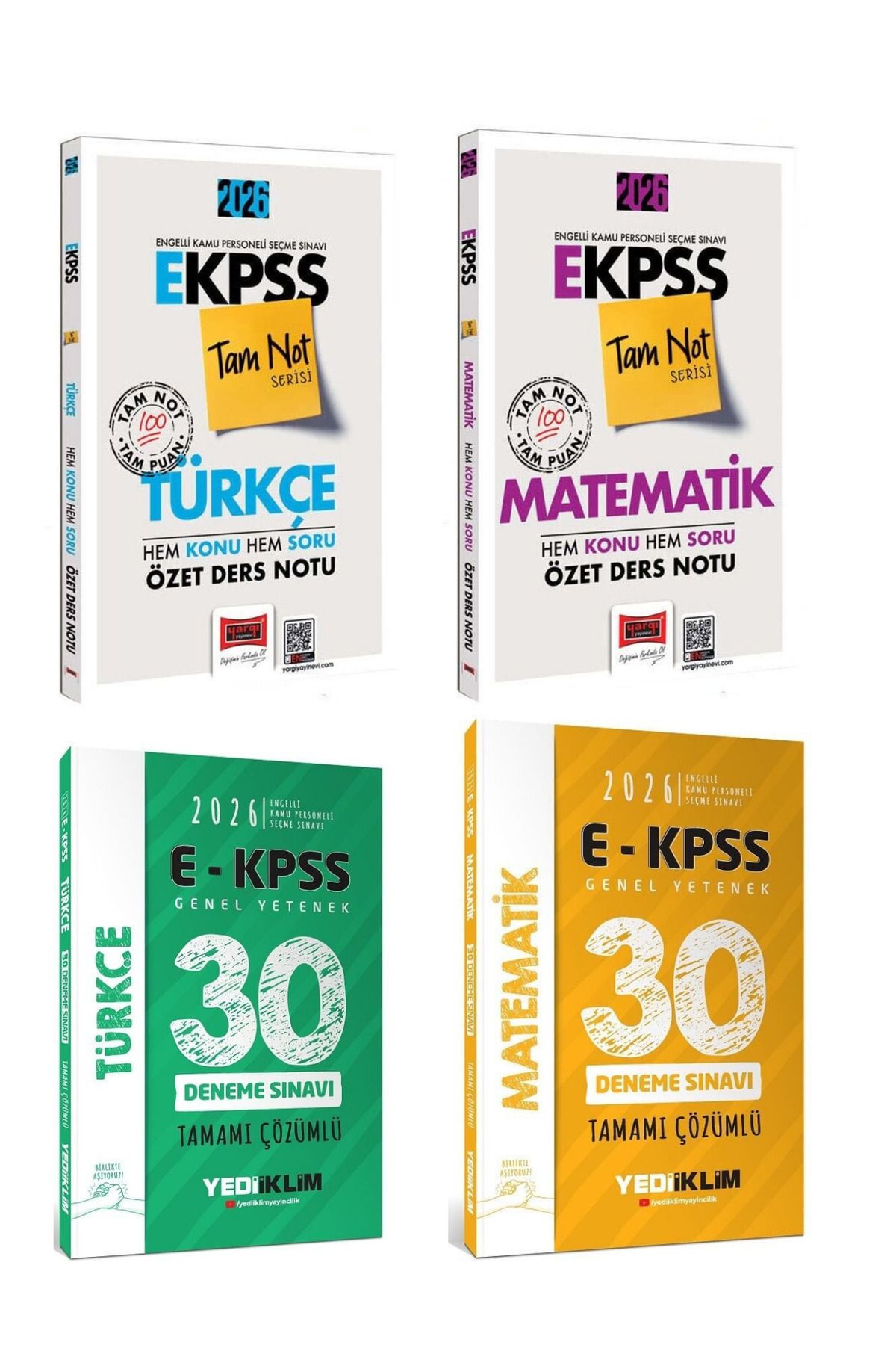 Makro Kitabevi Yayınları Yargı /Yediiklim 2026 EKPSS Türkçe +Matematik Ders Notu+ 30 Deneme Çözümlü İkili set