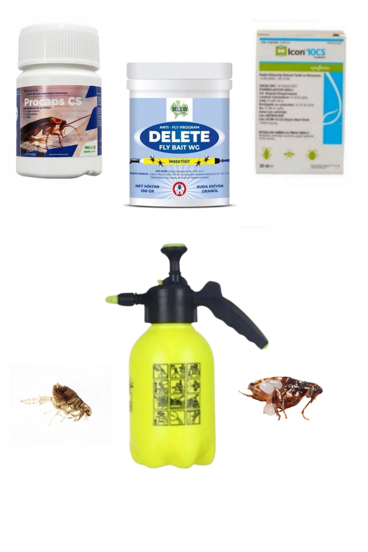 PROSİM Pire İlaçlama Seti/Procaps 50ML/Delete 100GR/İcon 20ML/2LT İlaçlama Pompası