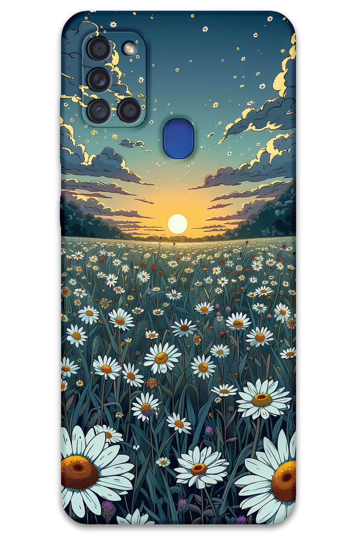 Gramaphone Galaxy A21s Uyumlu Çiçek Desenli Telefon Kılıfı + Ekran Koruyucu - 5792
