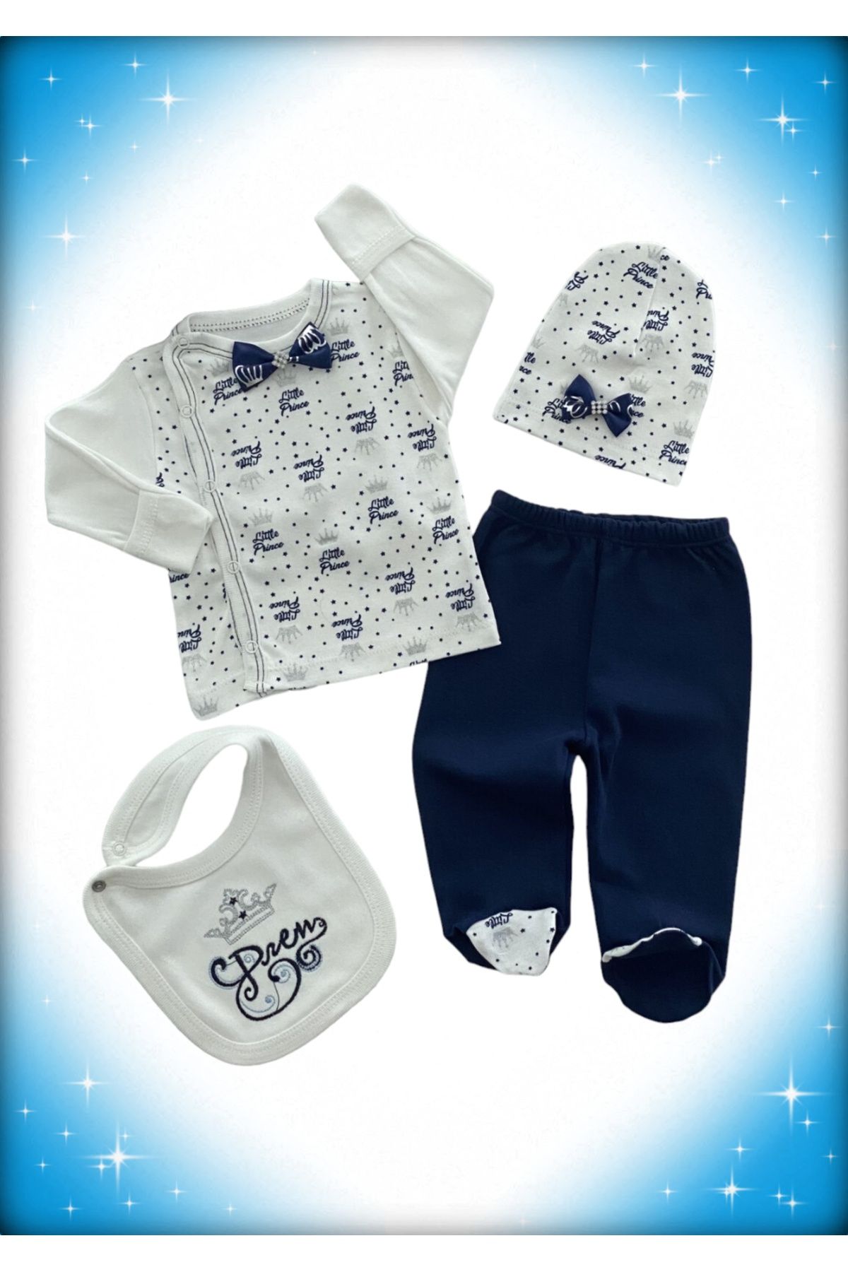 Babyim 4 Lü Prens Nakışlı Kurdeleli En İyi Zıbın Seti Modelleri