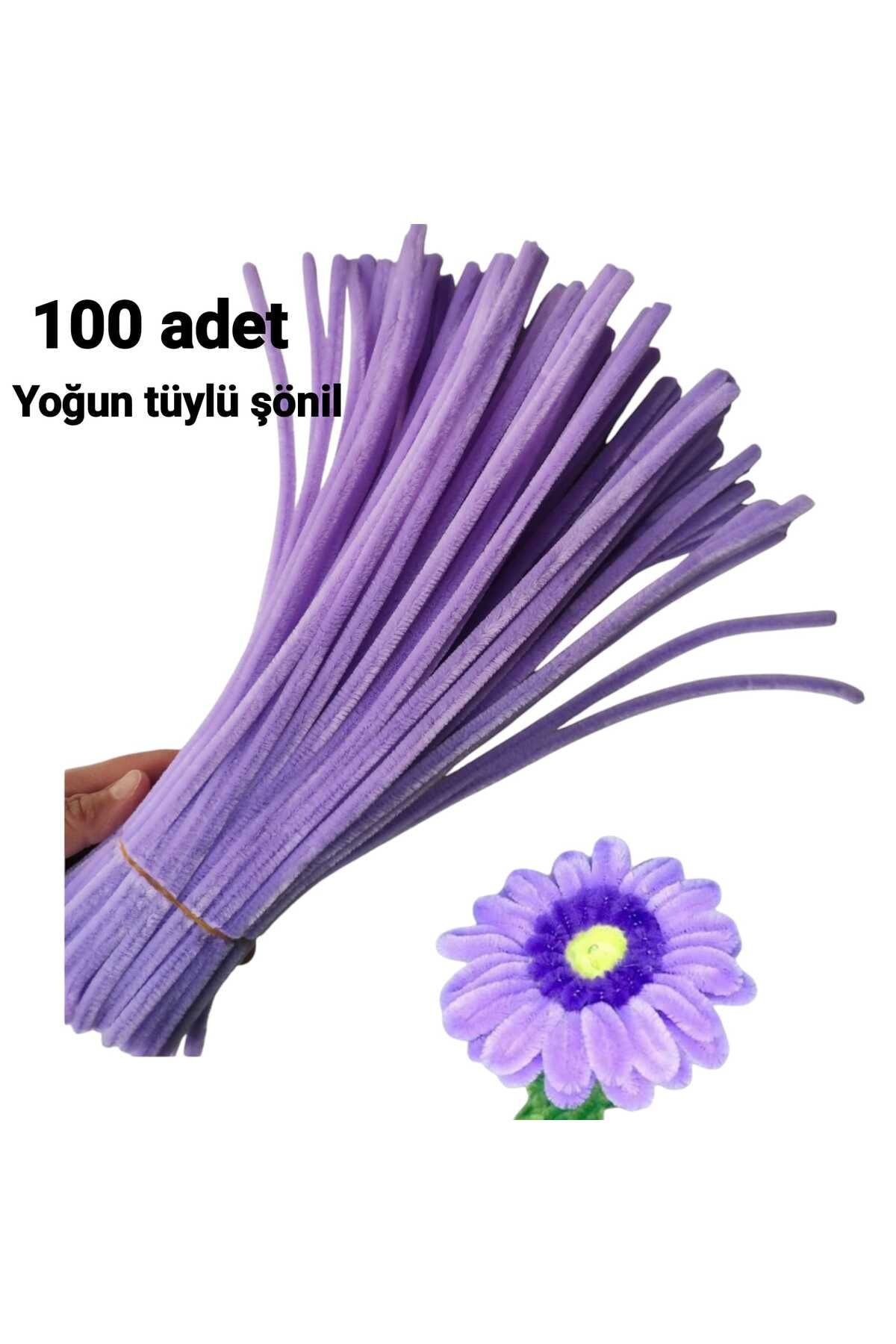 Butik Heryer.ciceklenir 100'lü Açık MOR Renkli Şönil, Eğitici Şönil Seti, Tüylü Tel, 30 Cm 6mm