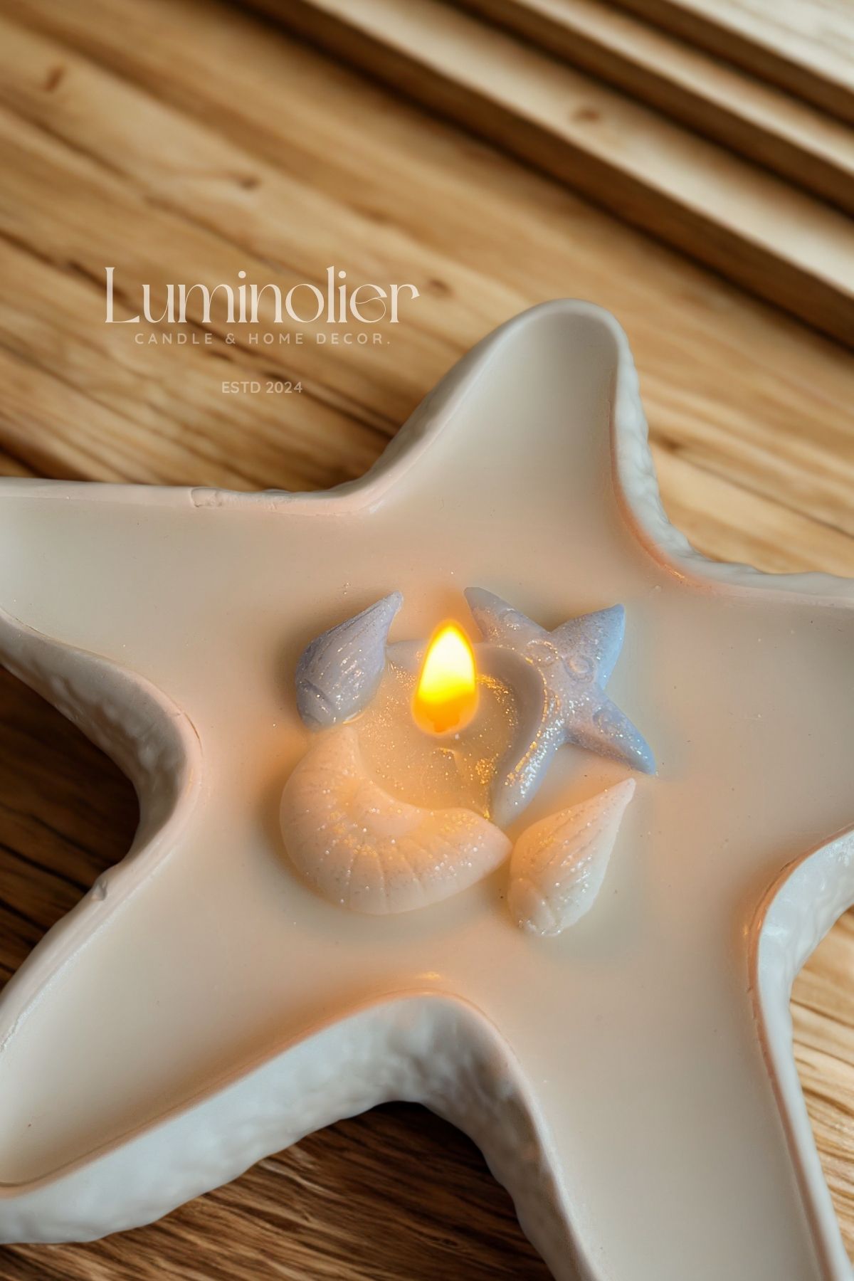 Luminolier Okyanus Kokulu Beton Deniz Yıldızı Görünümlü Soya Mum | El Yapımı Dekoratif Mum