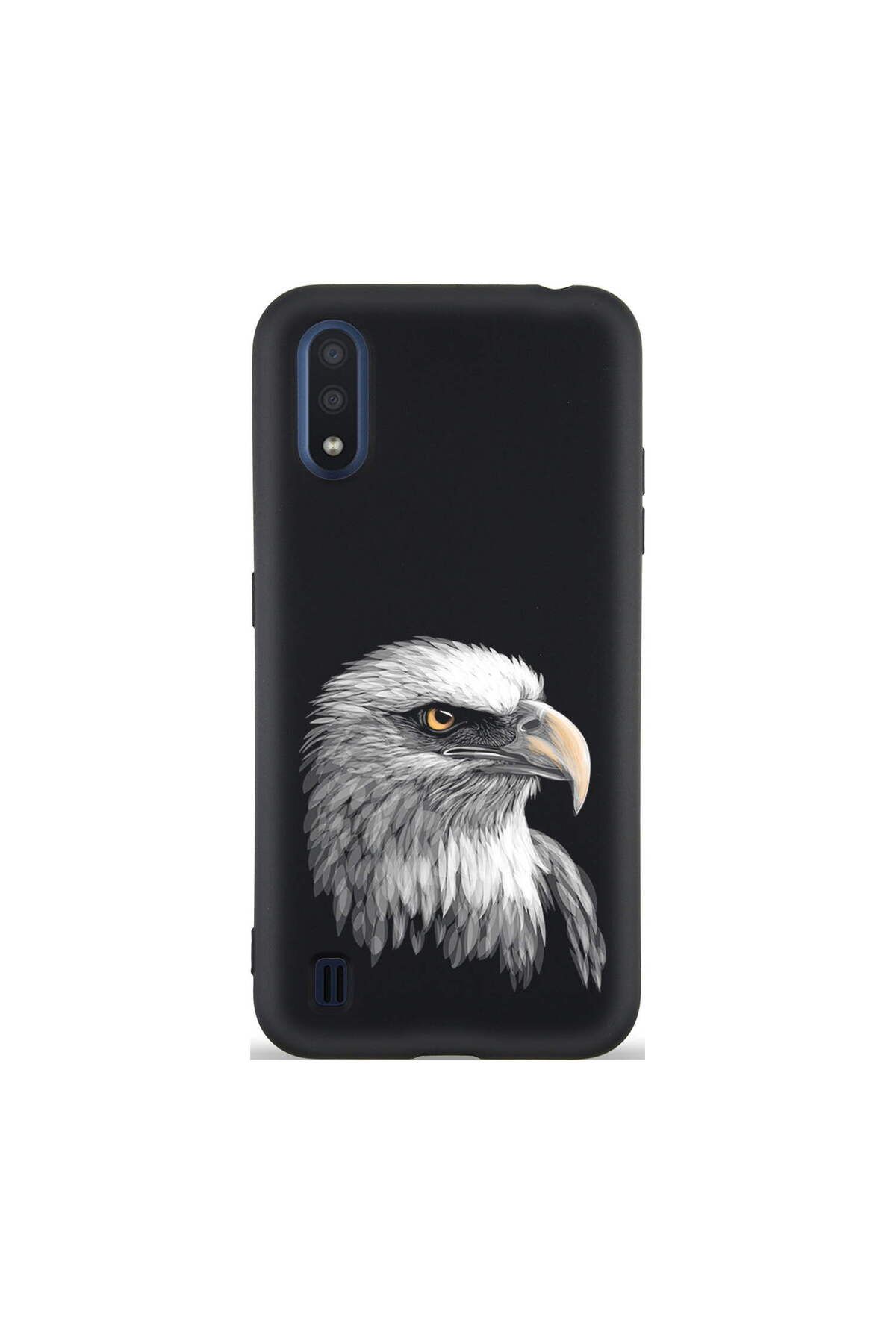 PrintiFy Samsung Galaxy A01 ile Uyumlu Kartal (0214c) Tasarımlı Siyah Lansman Kılıf