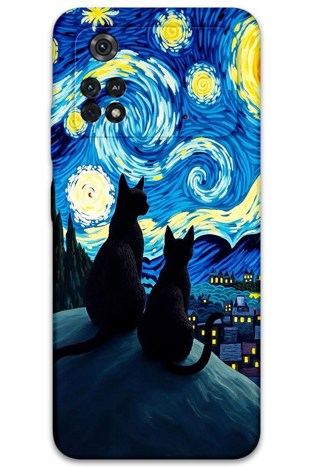 Gramaphone Poco M4 Pro 4G Uyumlu Kedi Desenli Telefon Kılıfı + Ekran Koruyucu - 5782