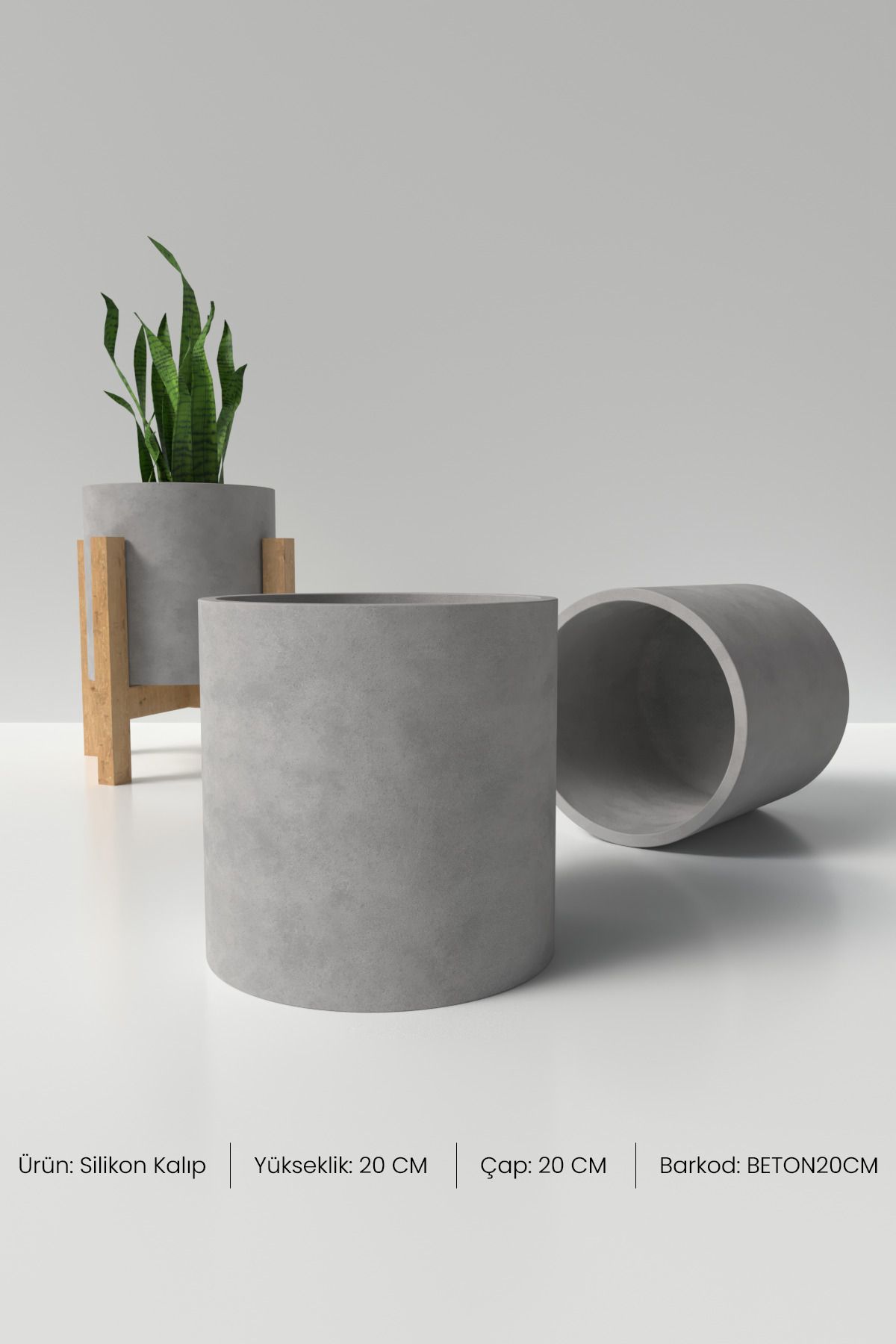 Cageartstudio Büyük Boy Saksı Beton Silikon Kalıp - Dekoratif Büyük Boy Beton Saksı Kalıbı 20 x 20 cm
