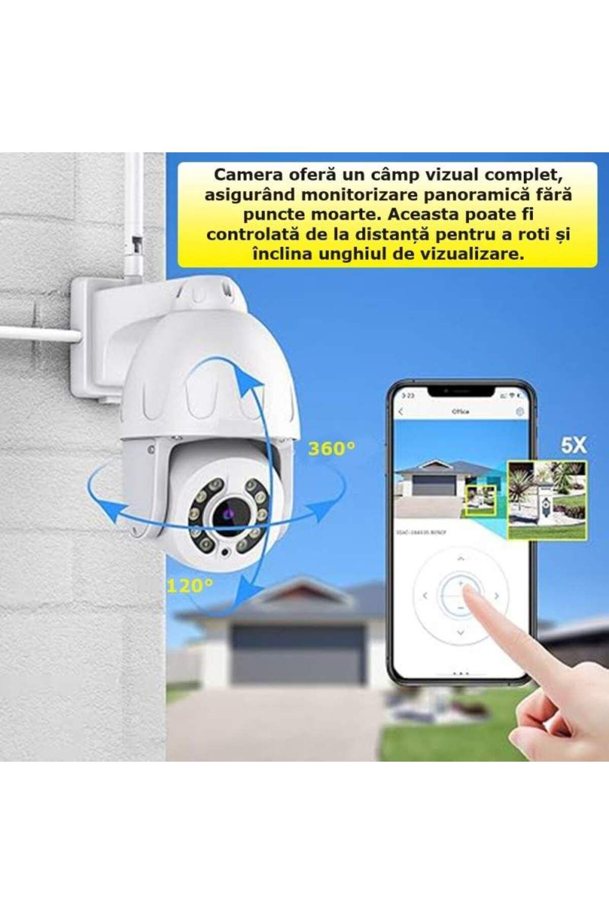 SIKS-Cameră de supraveghere wireless, exterior, rotație 360 ​​de grade, mod vedere nocturnă, alb 3