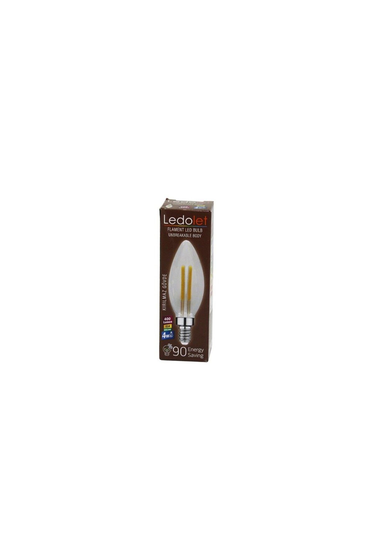 Aydoganticaret44 LEDOLET 4W=45W - E14 MUM FLAMENT LED RUSTİK AMPUL 400LUMEN - 3000K KIRILMAZ