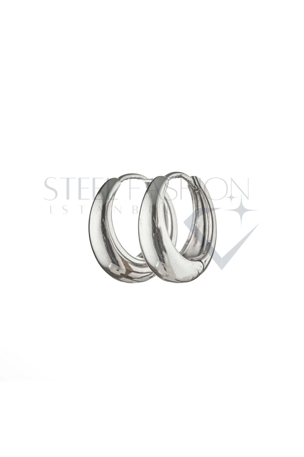 Steel Fashion İstanbul Rodyum Kaplama Halka Küpe Silver