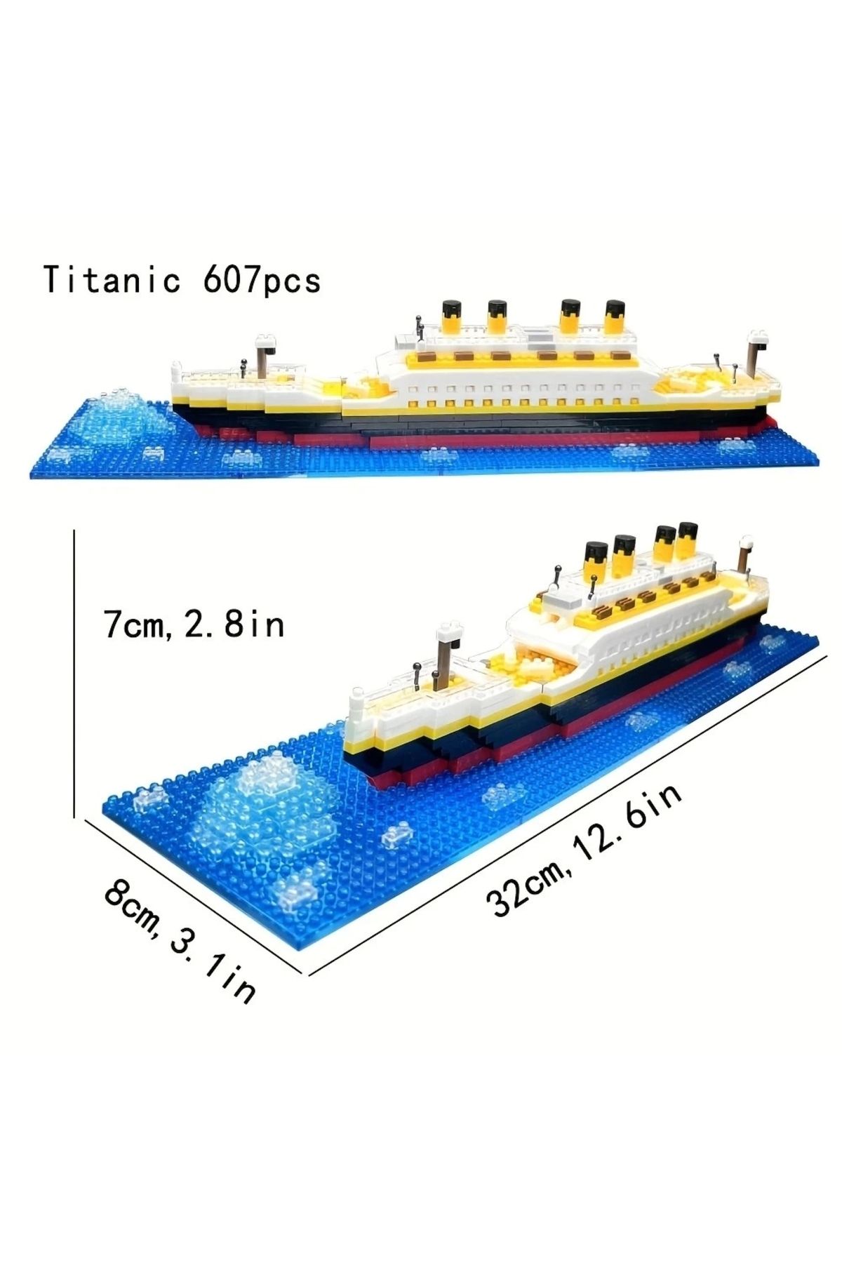 BUILDING BLOCK Titanic 3D Micro Parçalar Küçük Boy 607 Parça 12+ Yaş Puzzle Tekne Gemi Hediye
