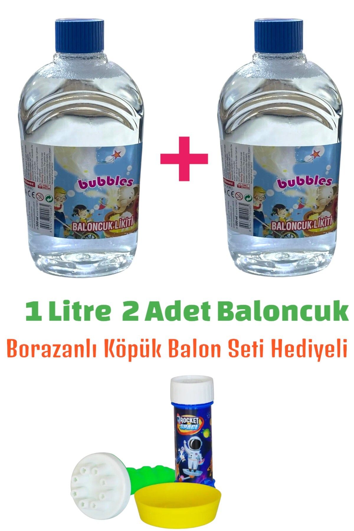 WİBO Borazanlı Köpük Seti + Balon Köpük Baloncuk Likit Suyu Köpük Baloncuk Sıvısı Toplam 1 Litre