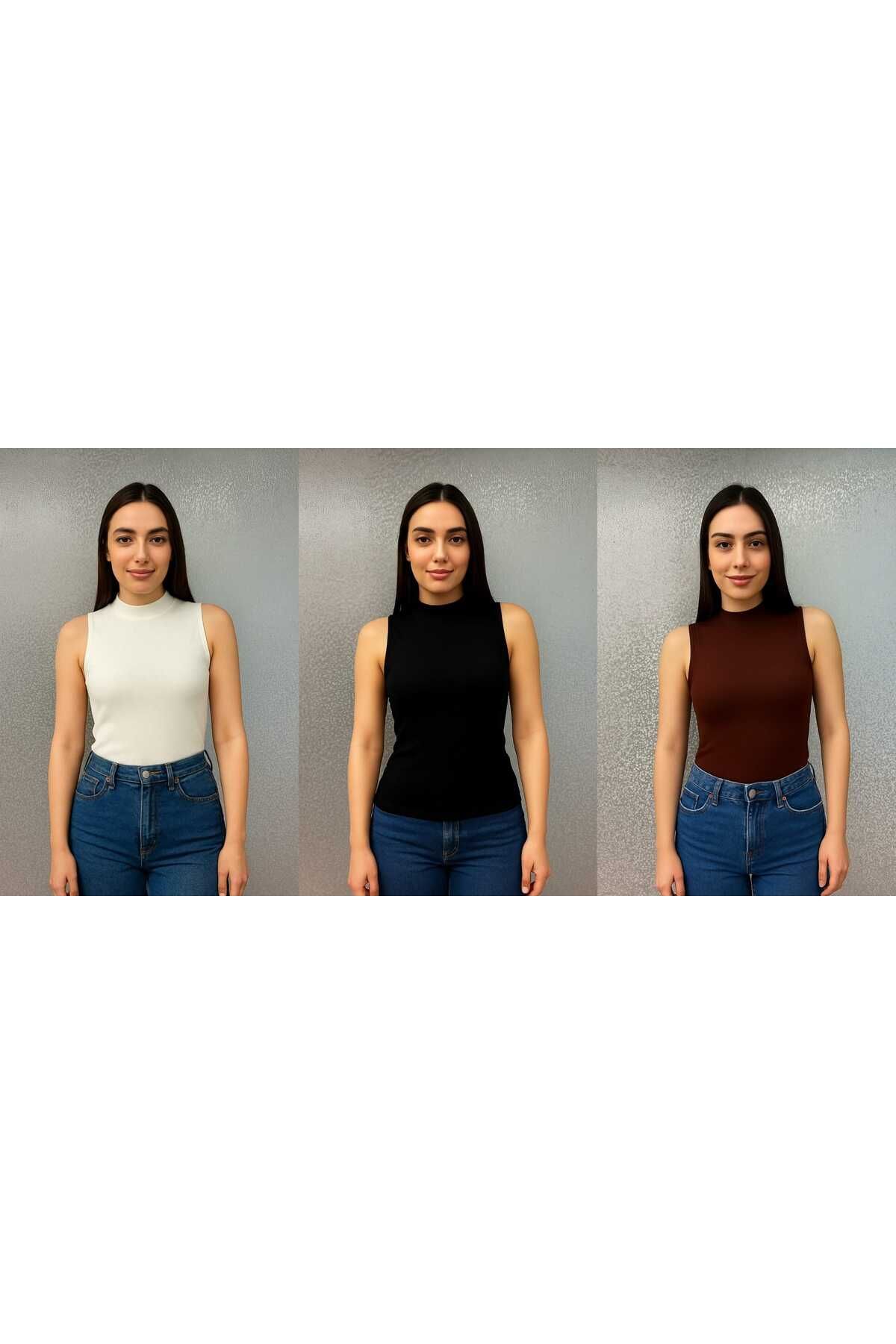ingegno Body kolsuz yarım balıkçı yaka viskon badi 3 lü