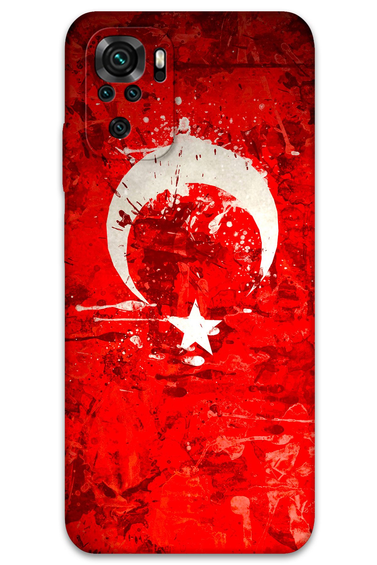 Gramaphone Xiaomi Redmi Note 10s Uyumlu Türk Bayrağı Desenli Telefon Kılıfı + Ekran Koruyucu - 5847