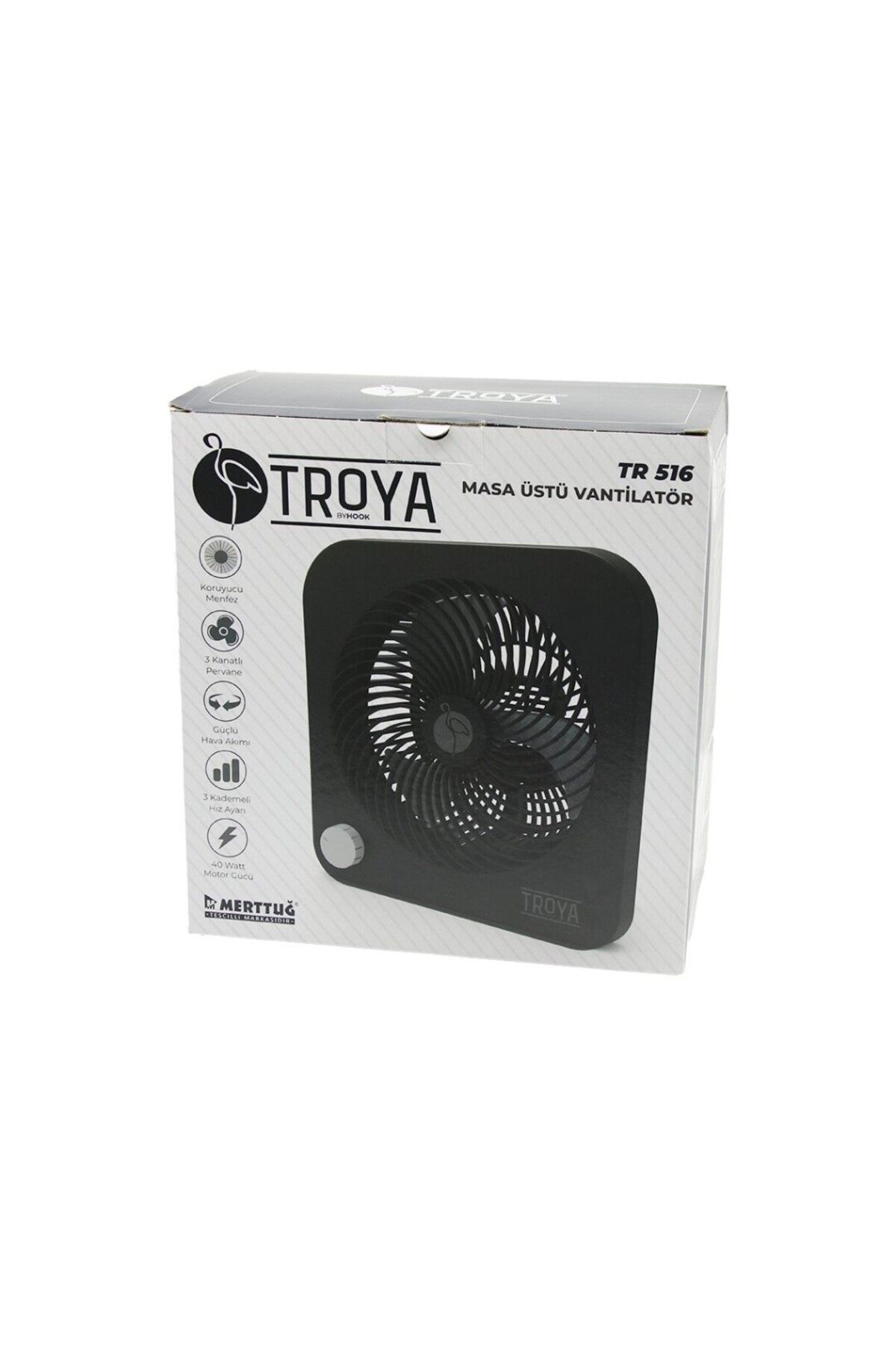 Aydoganticaret44 MASA ÜSTÜ VANTİLATÖR FAN=22CM 3 KADEME HIZ 40W 3 PERVANE SİYAH PLS.STAND=28X27X13