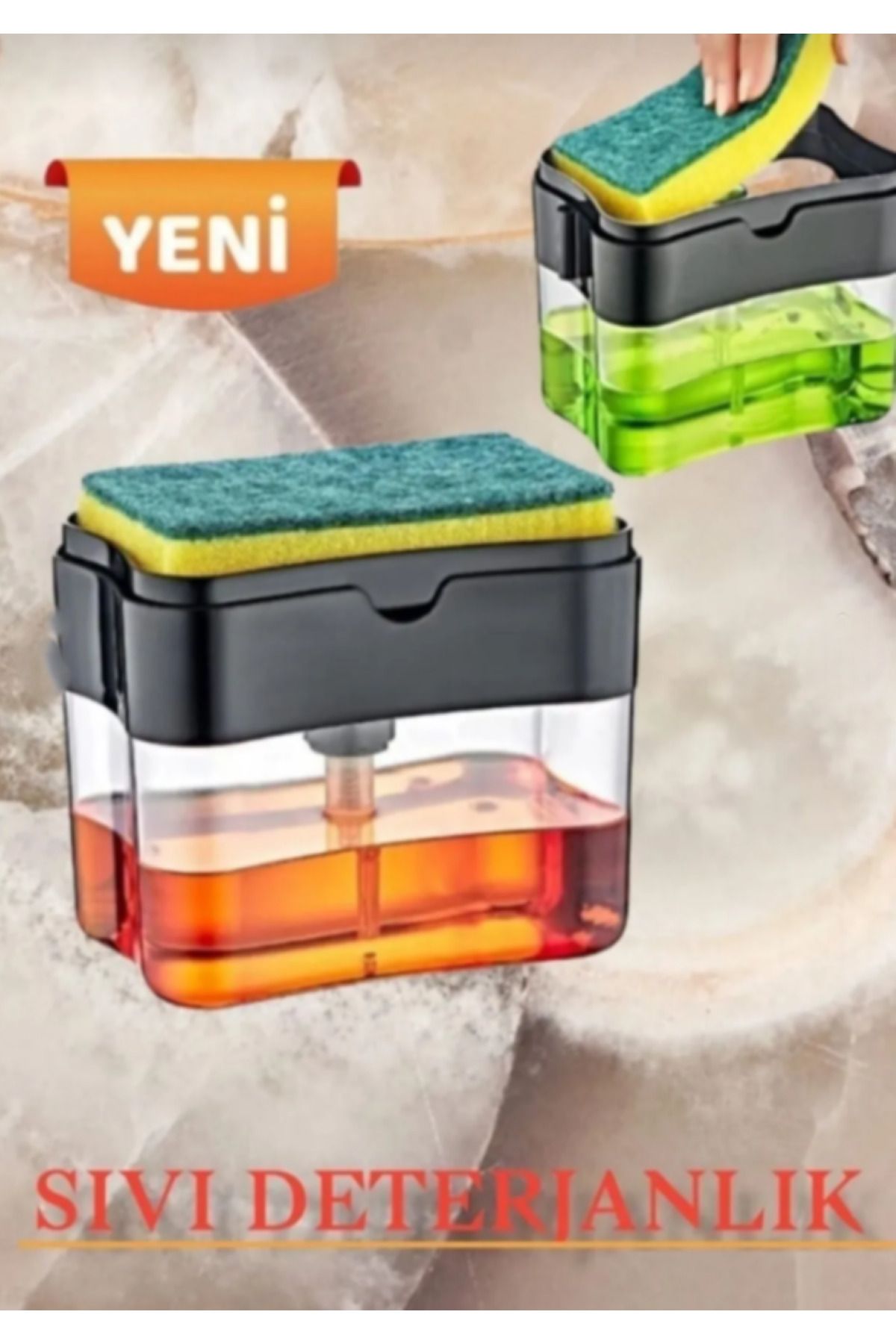 çt çeçem ticaret Deterjanlık Süngerli Sıvı Mutfak Bulaşık Deterjanlığı Siyah Pompalı Deterjanlık