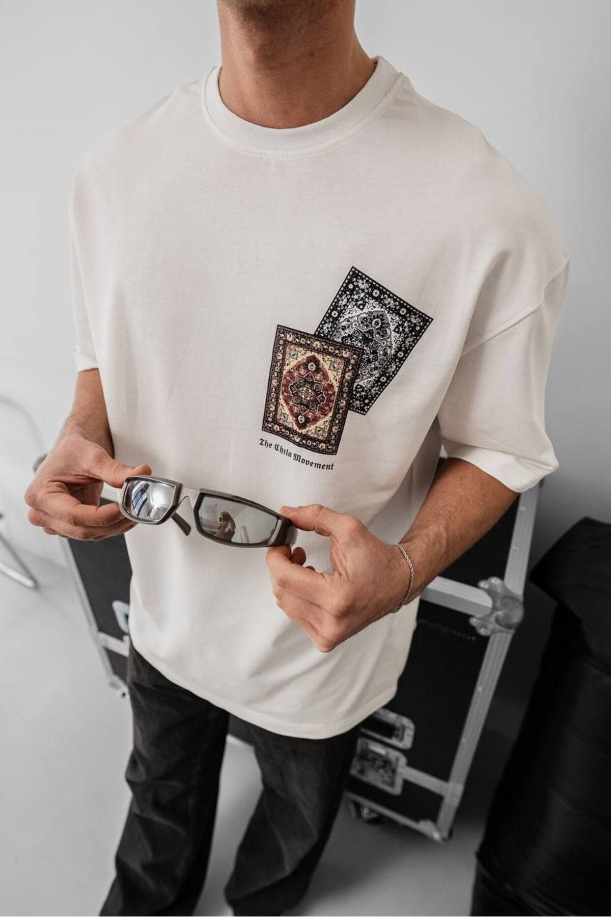 AURA Baskılı Oversize Bisiklet Yaka Unisex T-Shirt