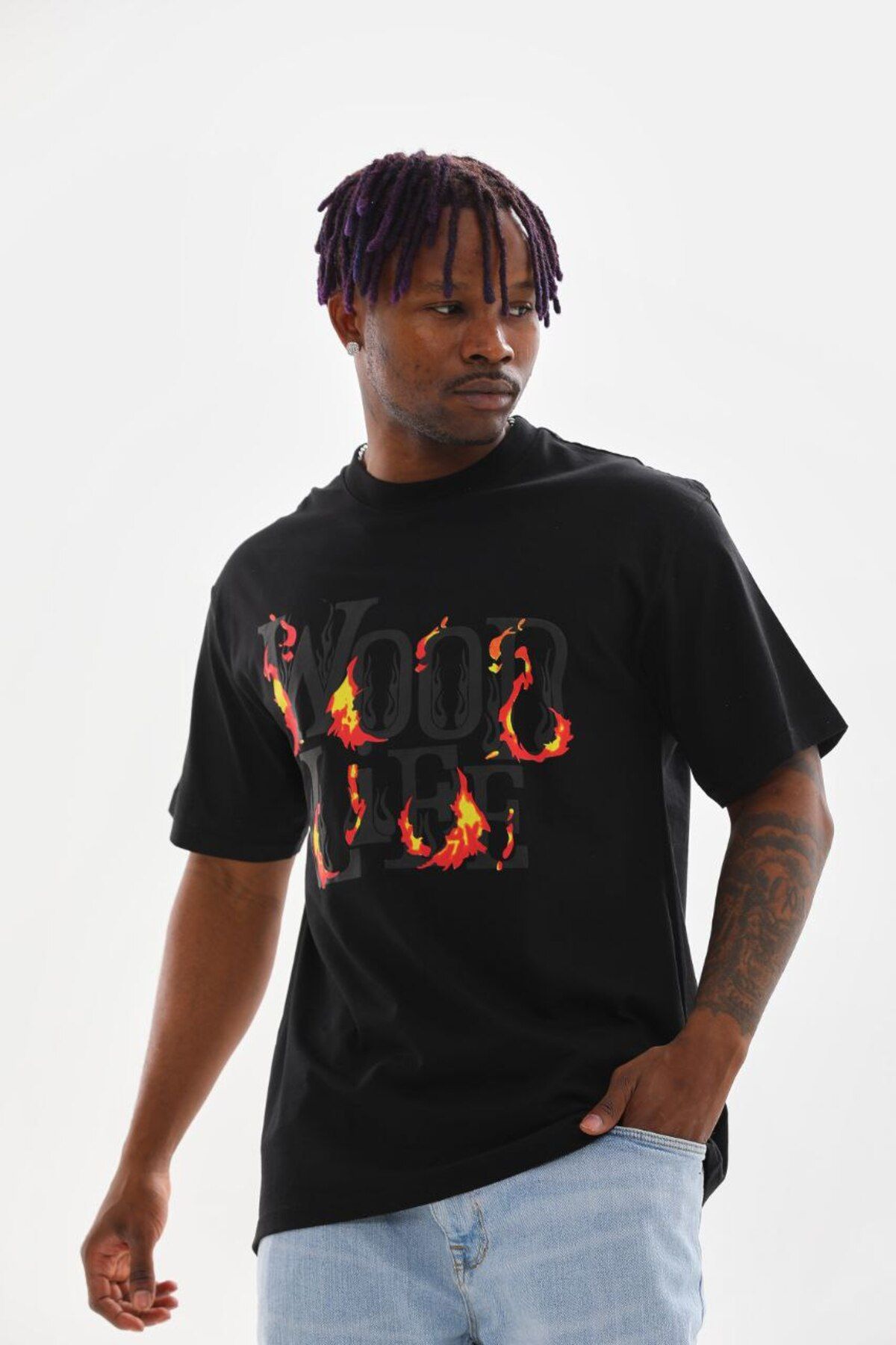 AURA Baskılı Oversize Bisiklet Yaka Unisex T-Shirt