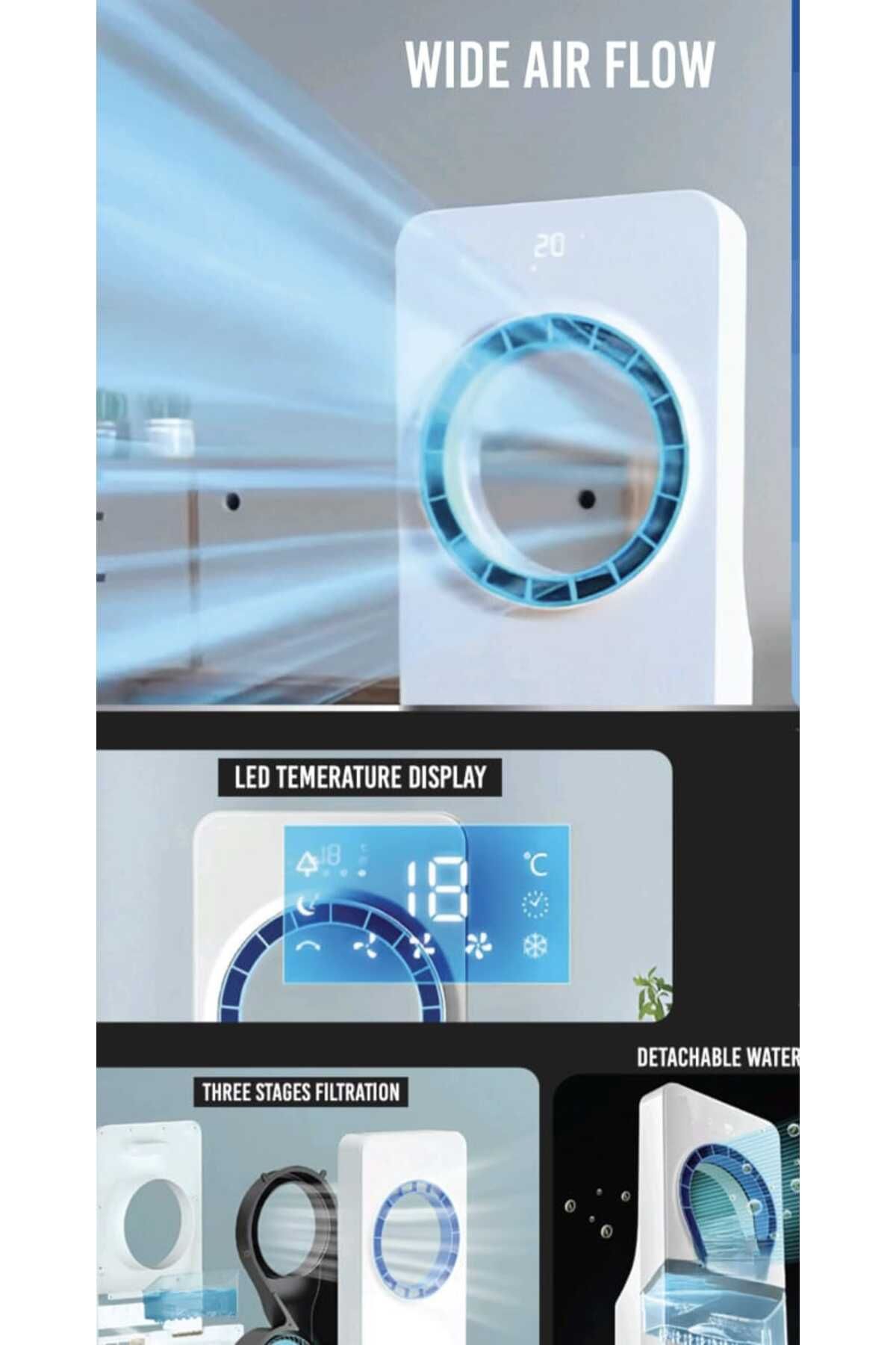 Sanford-Portable Air Cooler & Humidifier – 4 Modes, 3-Speed Fan, Timer, LED Display, 3.5L Tank + 2 Ice Boxes 6