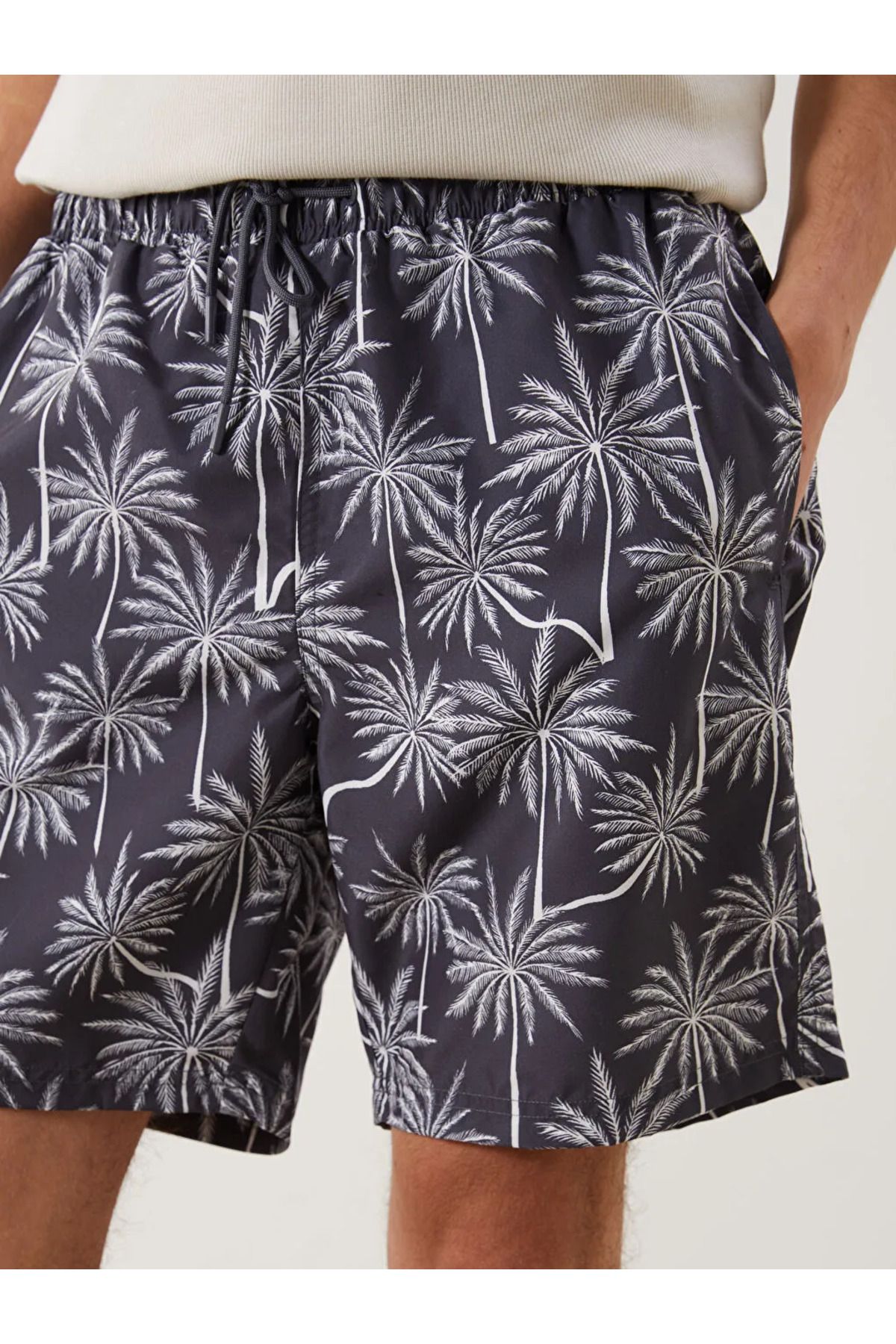 LC Waikiki-Lcw Eco Gray Short Length Patterned Men's Swim Shorts 3