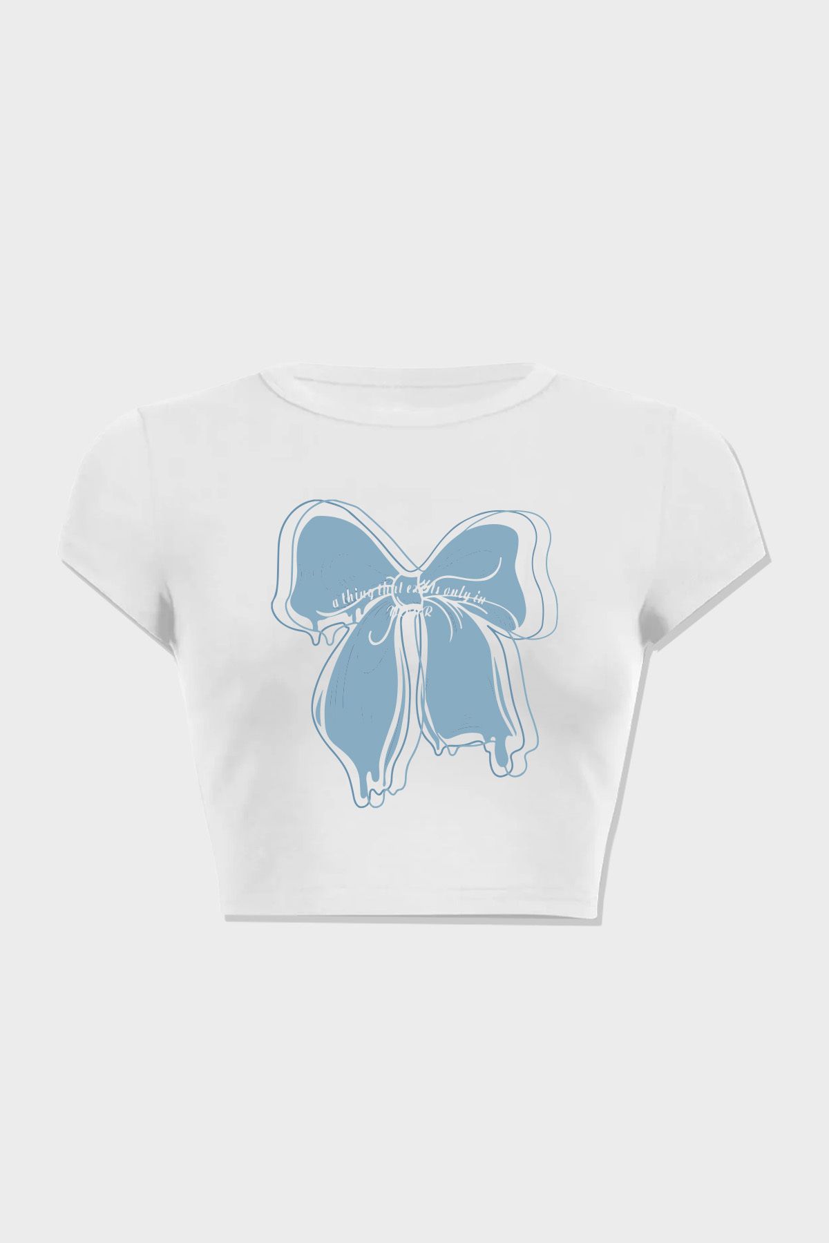 3 ROPE Kurdele Fiyonk Baskılı %100 Pamuk Crop T-Shirt Bluz
