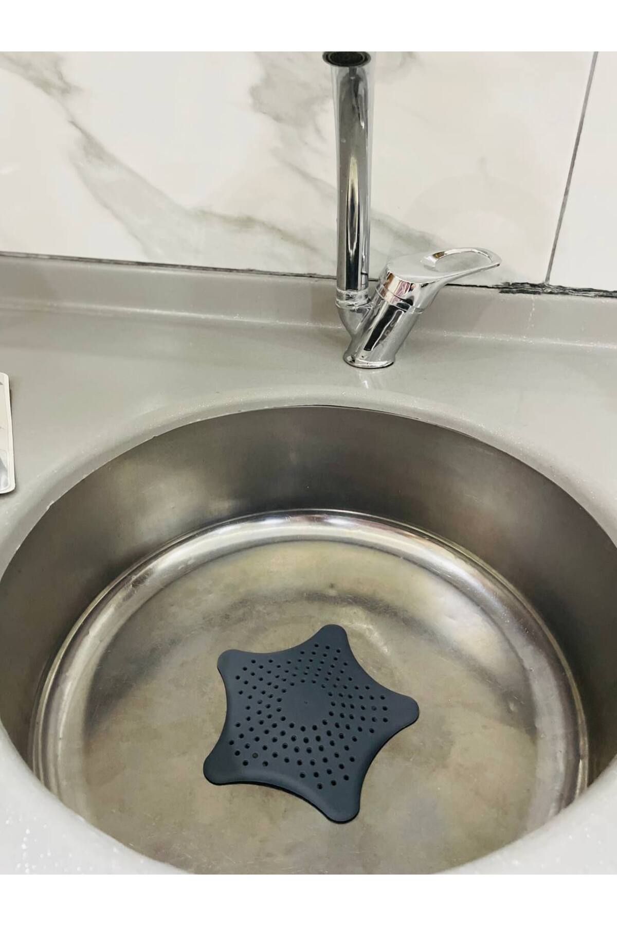 HAZEM Vantuzlu Silikon Kaymaz Yıldız Lavabo Ve Küvet Süzgeci Yıldız Süzgeç