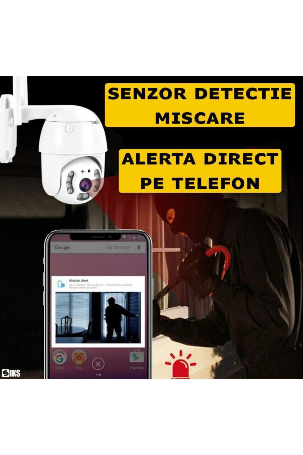 SIKS-WIFI Video Surveillance Camera, 8 MP, 4 X Zoom, Rotation, LED Lights, Two-way Communication 7