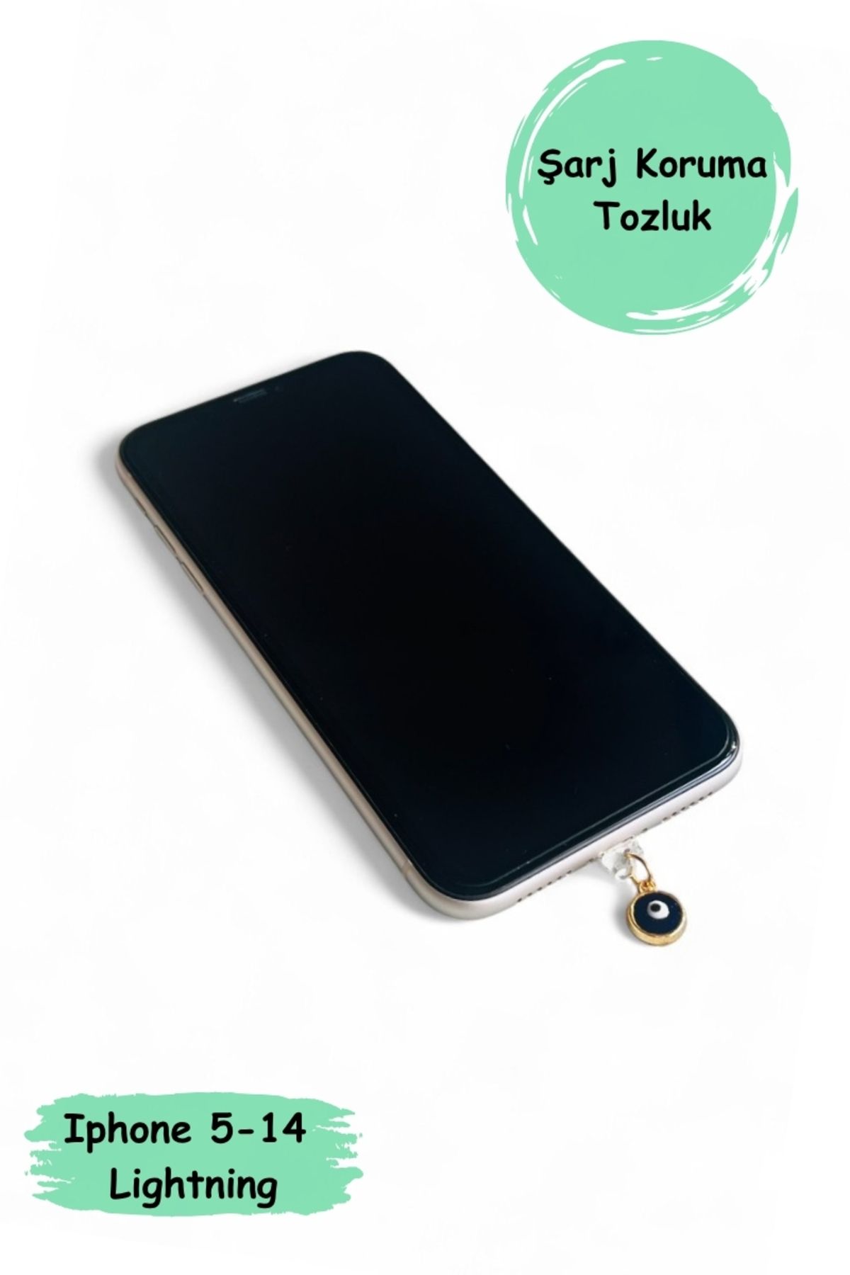 birikiyedi Iphone 5-14 Lightning Metal Figürlü Telefon Şarj Portu/Toz Tıpası /Toz Tıkacı/Charm/Tozluk/Nazar