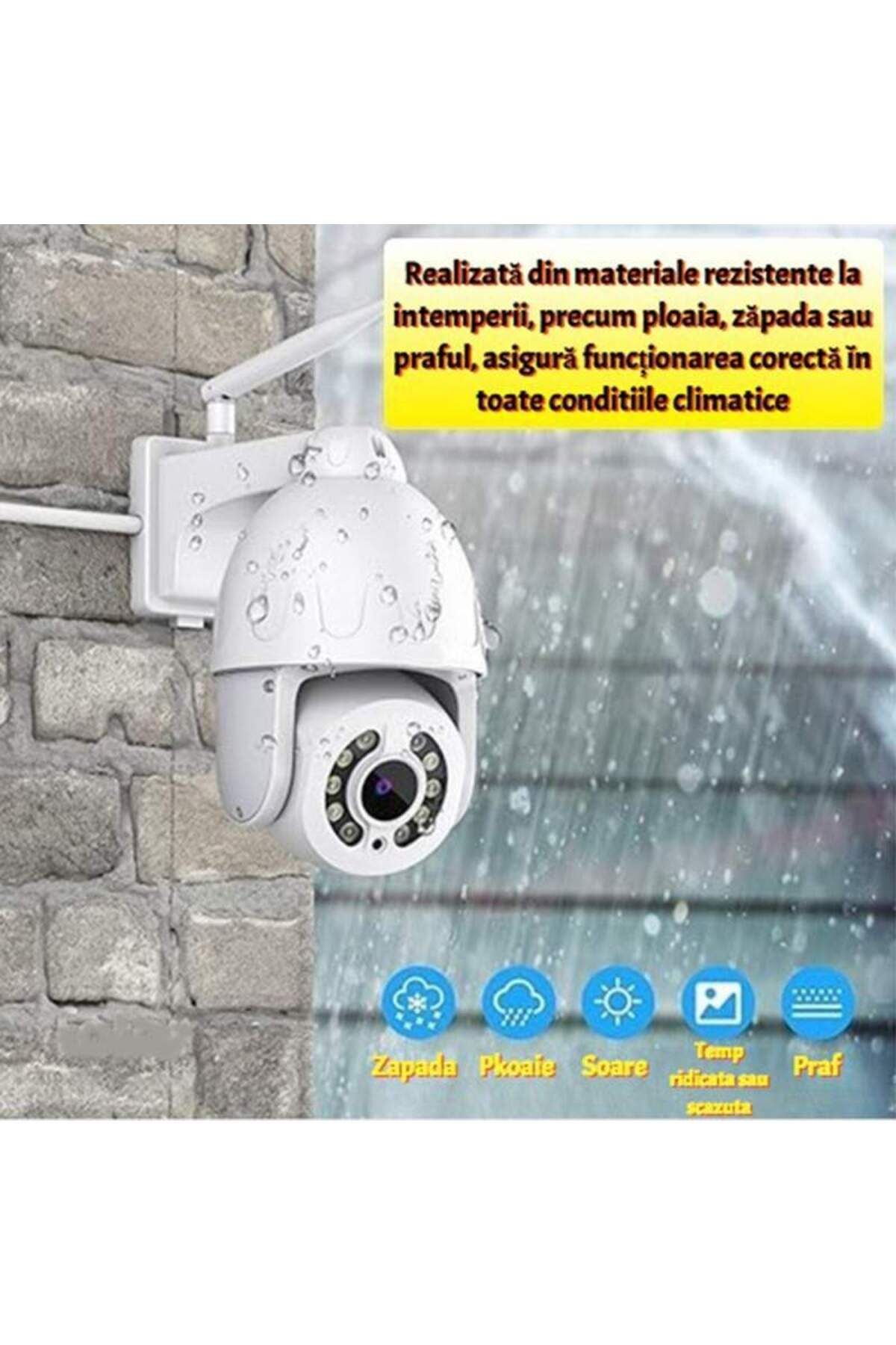 SIKS-Cameră de supraveghere wireless, exterior, rotație 360 ​​de grade, mod vedere nocturnă, alb 4