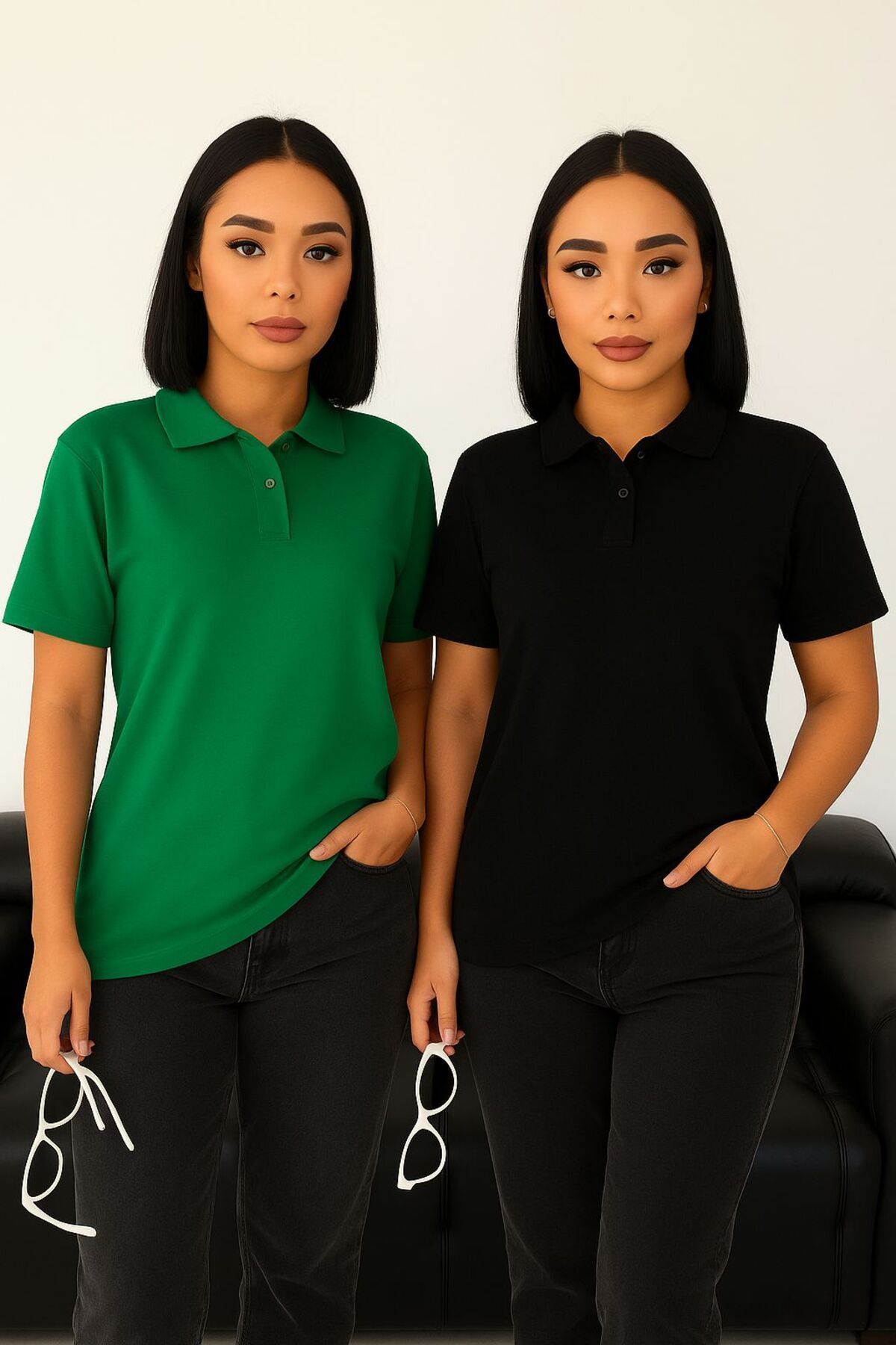 LC Waikiki 2'li Avantajlı Polo Yaka Pike Kumaş Nefes Alabilen Kısa Kollu Pamuklu Kadın Tişört
