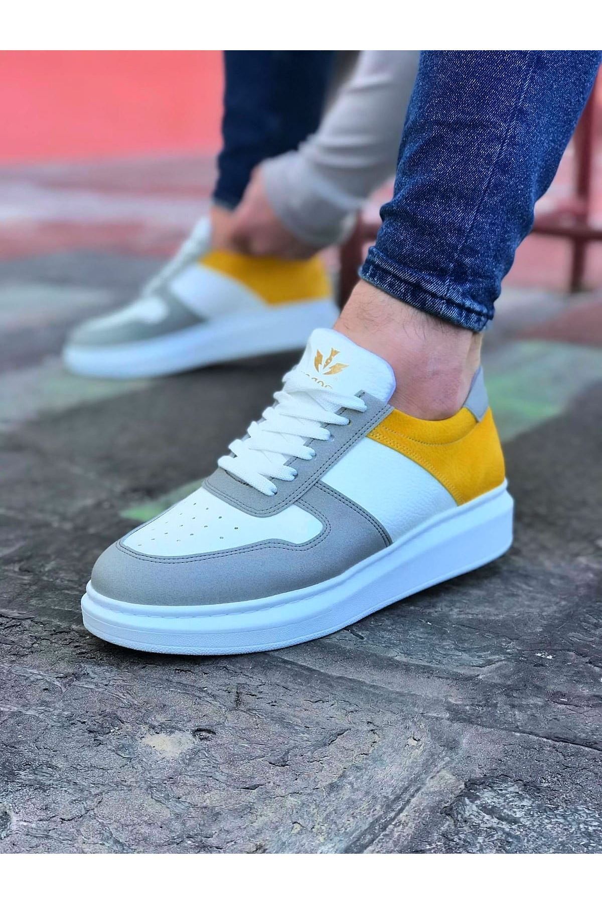 Fashi10 WG011 Beyaz Sarı Erkek Casual Ayakkabı