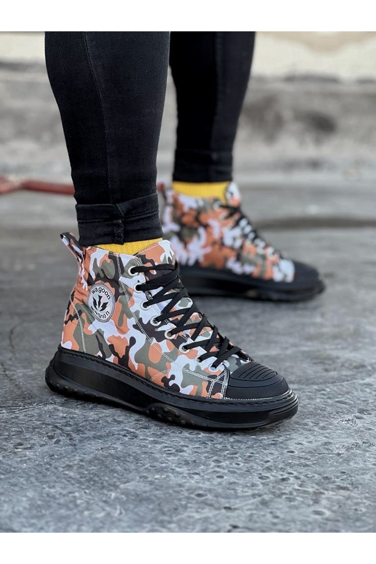 Fashi10 WG017 Koyu Askeri Erkek Yarım Bilek Casual Ayakkabı