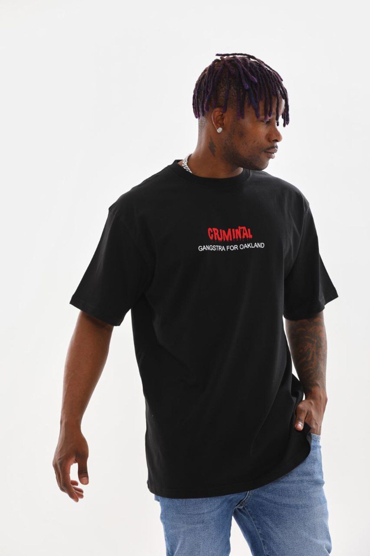 AURA Baskılı Oversize Bisiklet Yaka Unisex T-Shirt