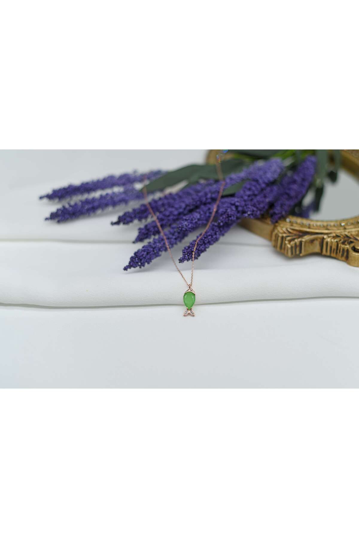 Ocean Silver & Jewelry Damla Taşlı Balık Gümüş Kolye