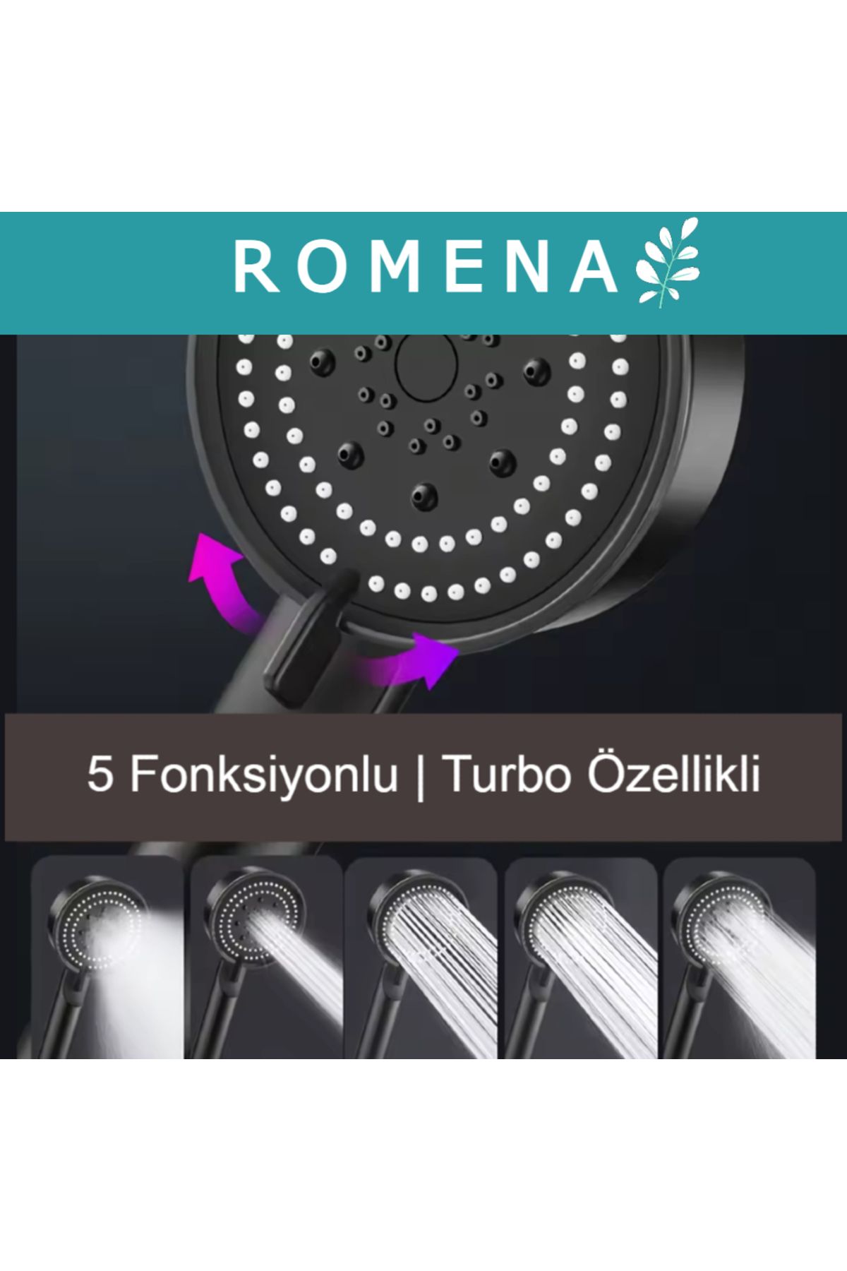 Romena 5 Fonksiyonlu, Yüksek Basınçlı El Duş Seti R1002-B
