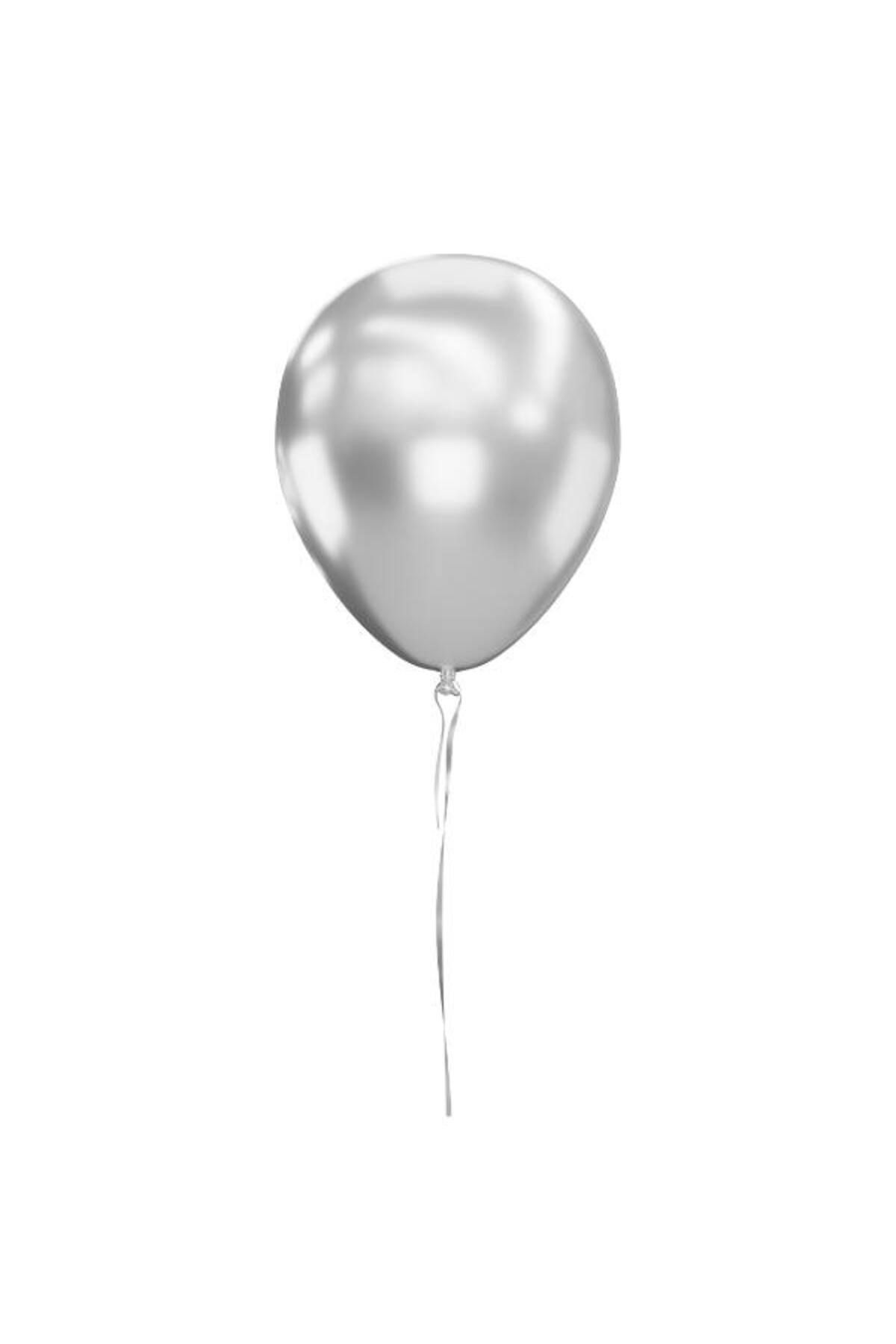 Atölye7Tasarım Gümüş Krom Renk Metalik Parti Balonu ( 10 Adet )