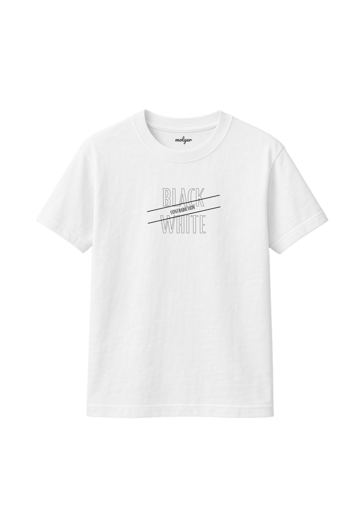molger Black & White %100 Pamuk Regular Fit T-Shirt
