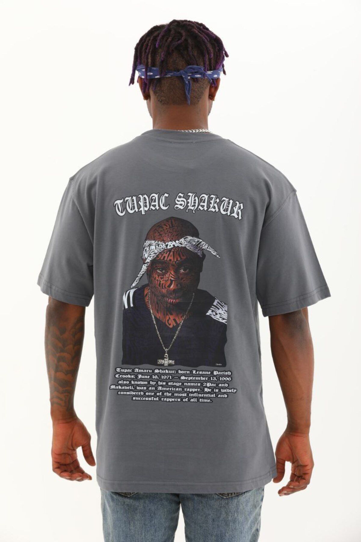 AURA Baskılı Oversize Bisiklet Yaka Unisex T-Shirt