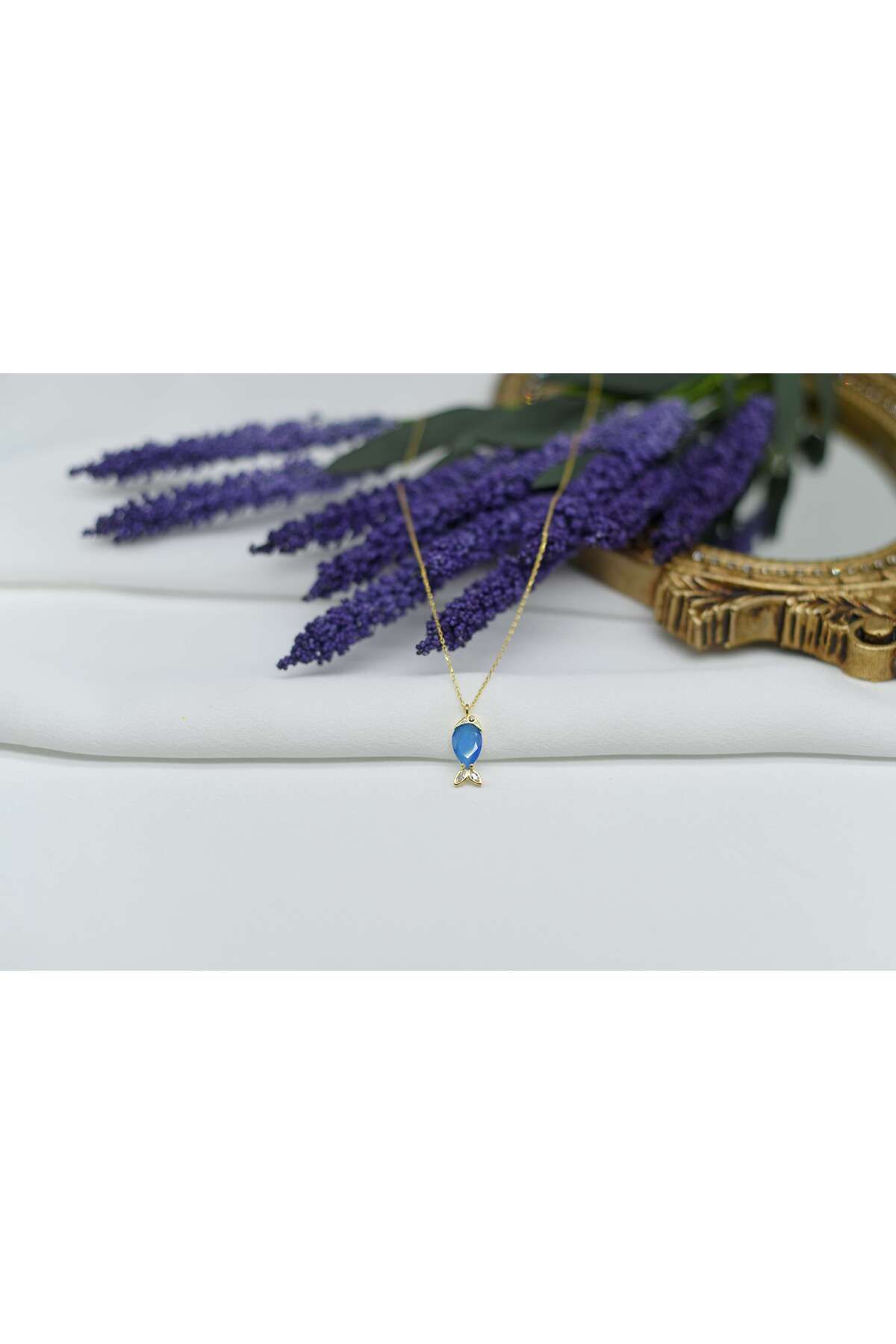 Ocean Silver & Jewelry Damla Taşlı Balık Gümüş Kolye