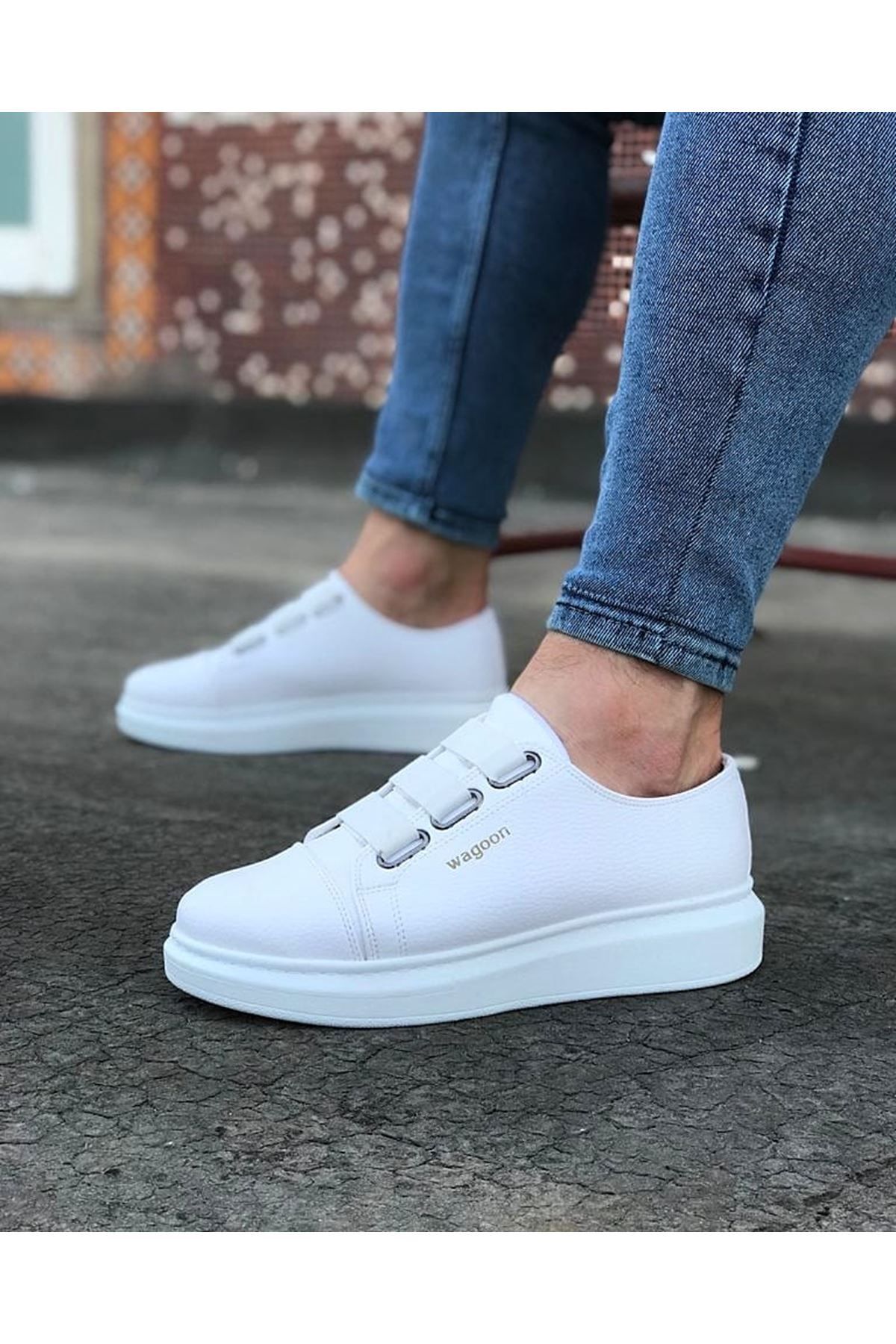 Fashi10 WG026 Beyaz Kalın Taban Casual Erkek Ayakkabı