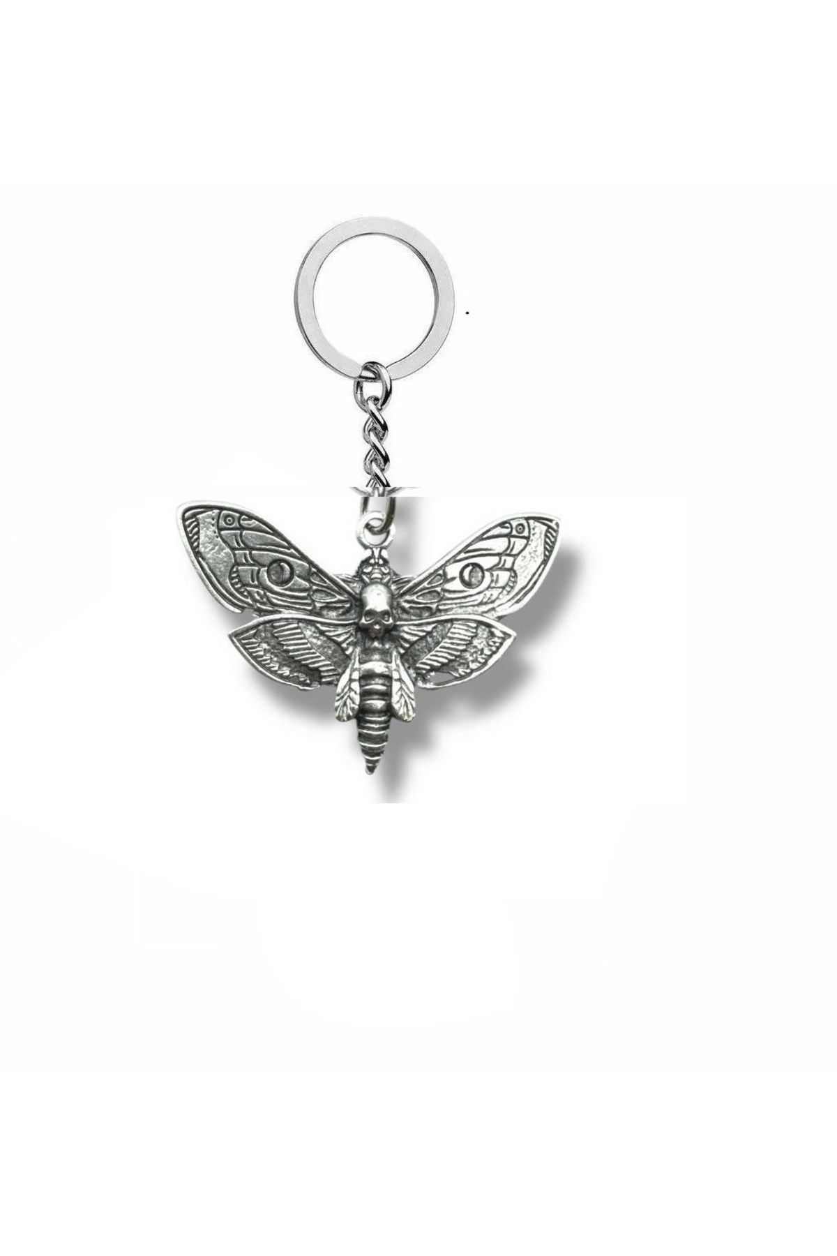 Herşey Nota Skull Moth Figürlü Unisex Anahtarlık | Kafatası Güvesi Tasarım | Gotik Aksesuar